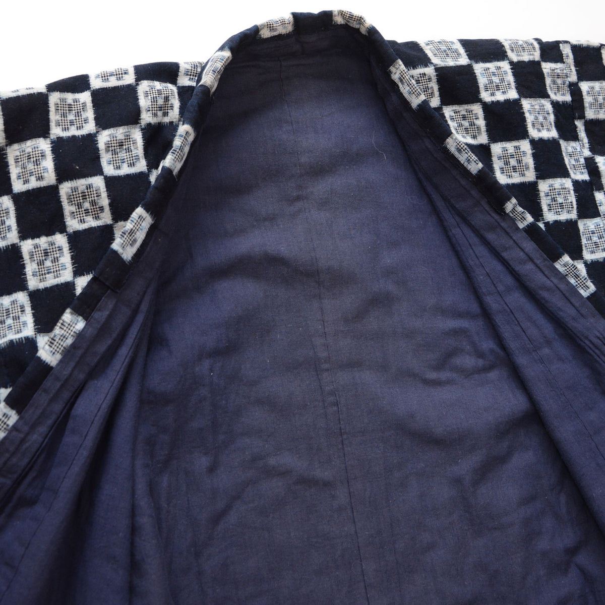 Early Showa padded hanten interior with plain cotton lining