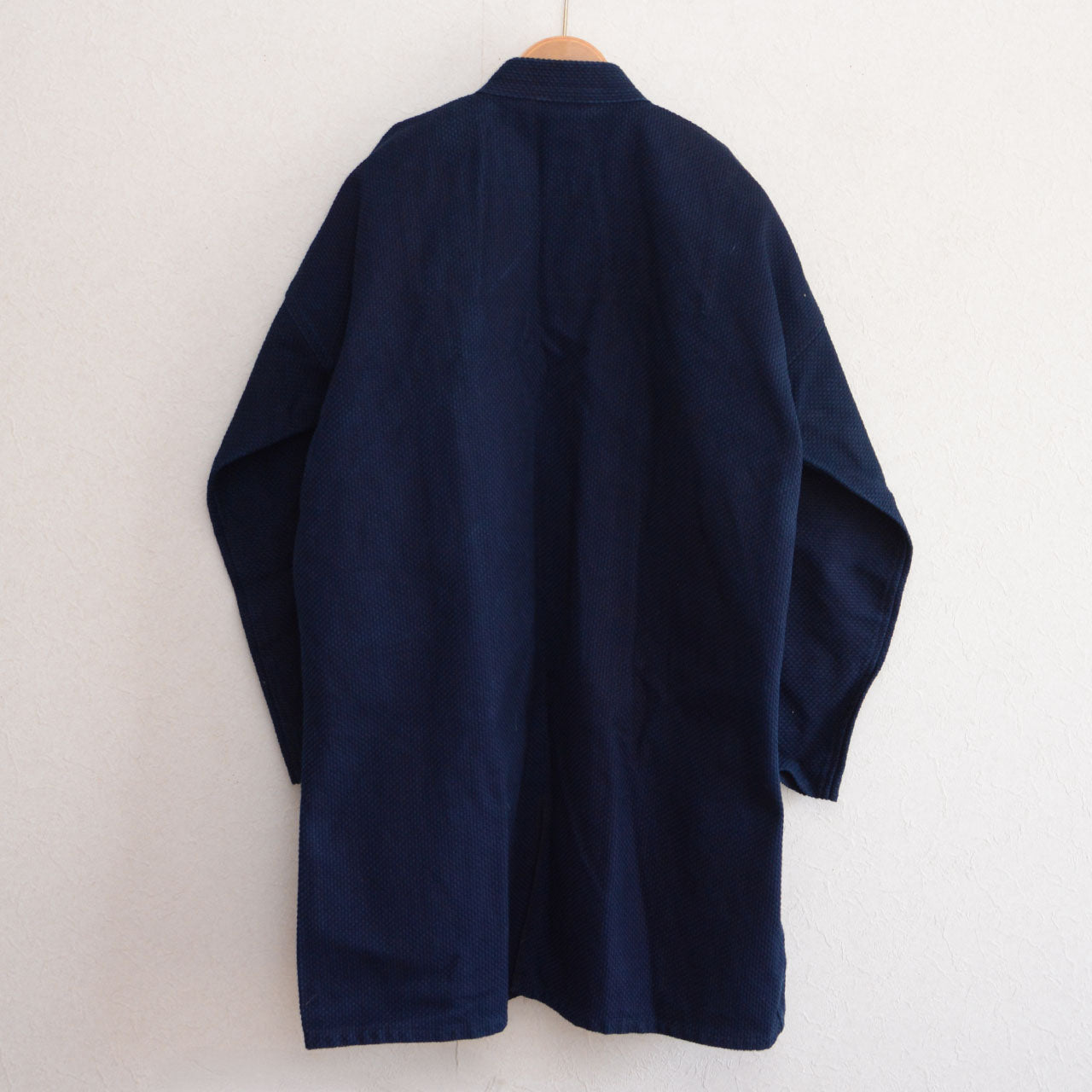 Deep indigo kendo jacket with wrap collar, cotton, size 4, Japan