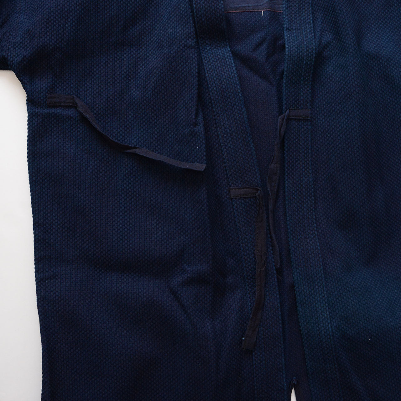 Deep indigo kendo jacket, kanji embroidery, cotton, Japanese vintage deadstock