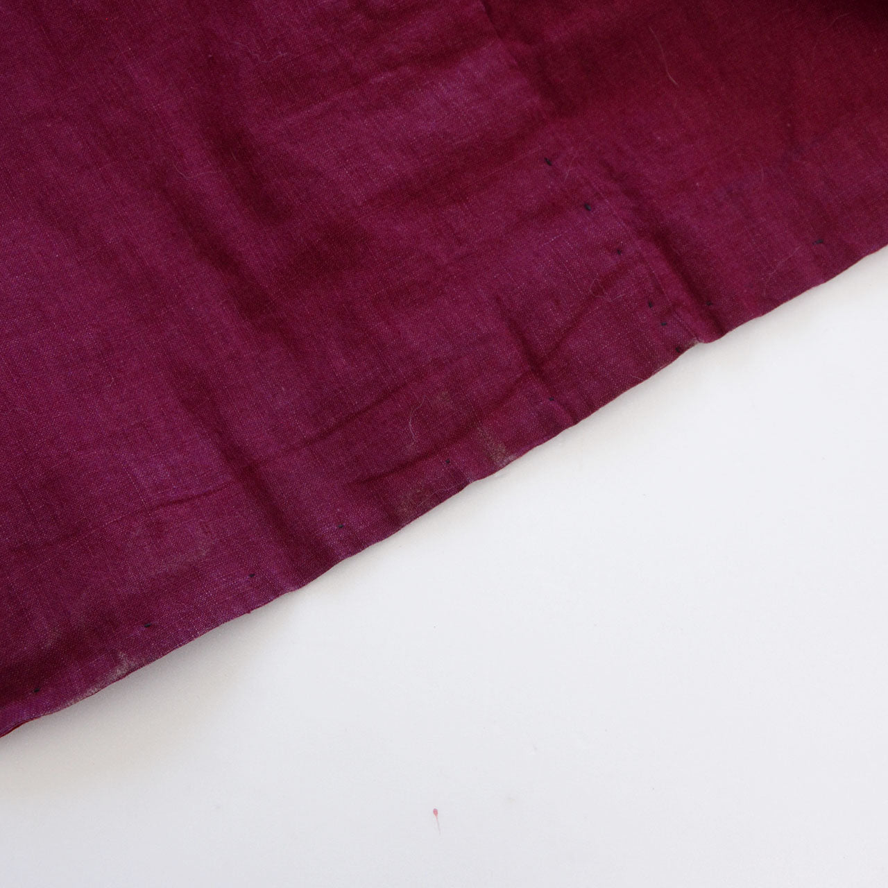 Cotton kasuri kimono, deep red ground, geometric ikat motif, Showa era handmade