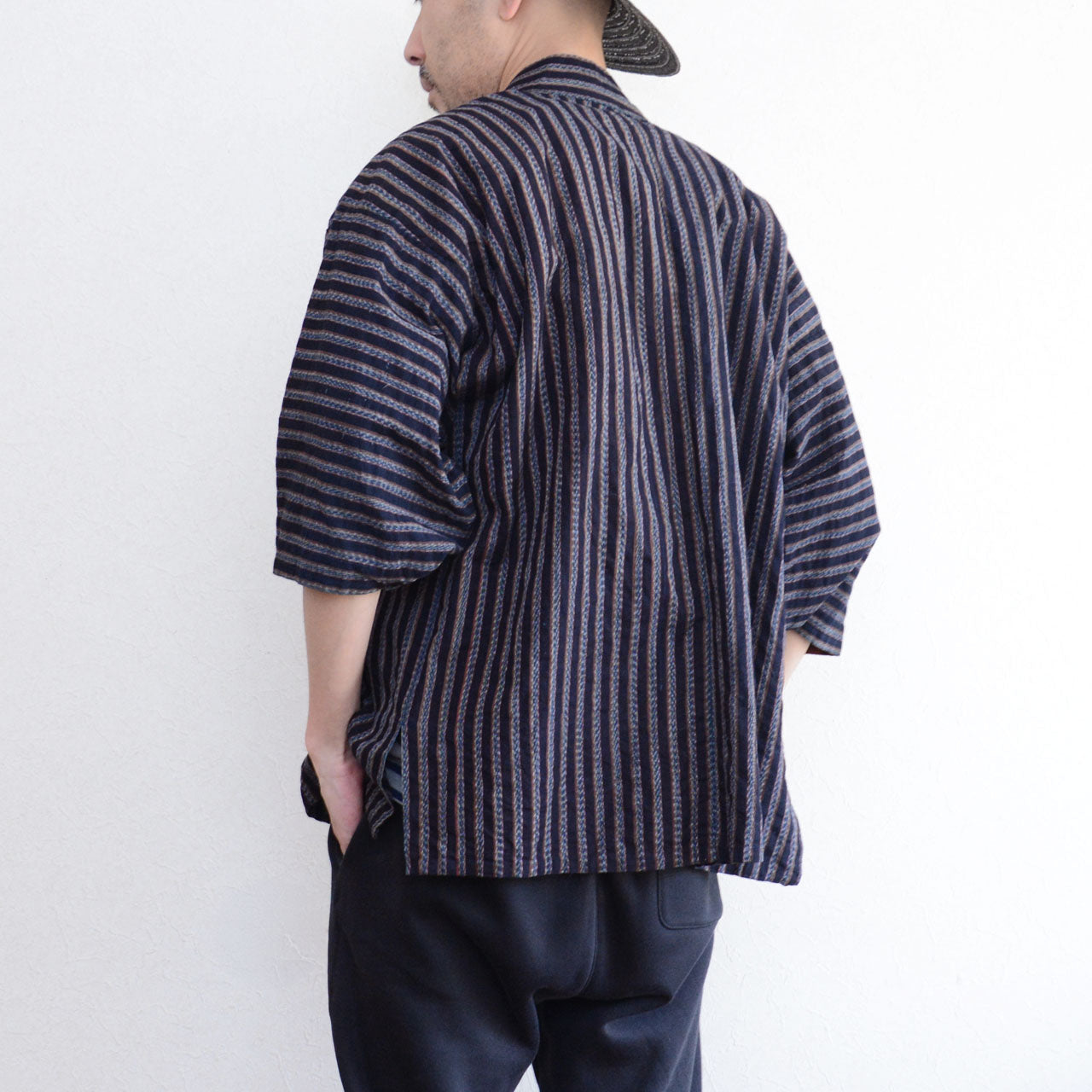 Japanese vintage indigo noragi jacket, antique cotton workwear piece