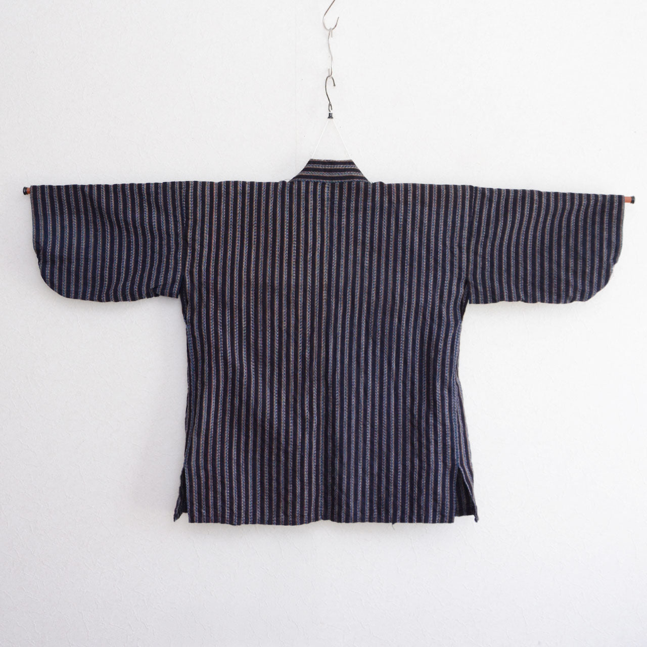 Mid-Showa era Japanese work jacket in indigo stripe cotton