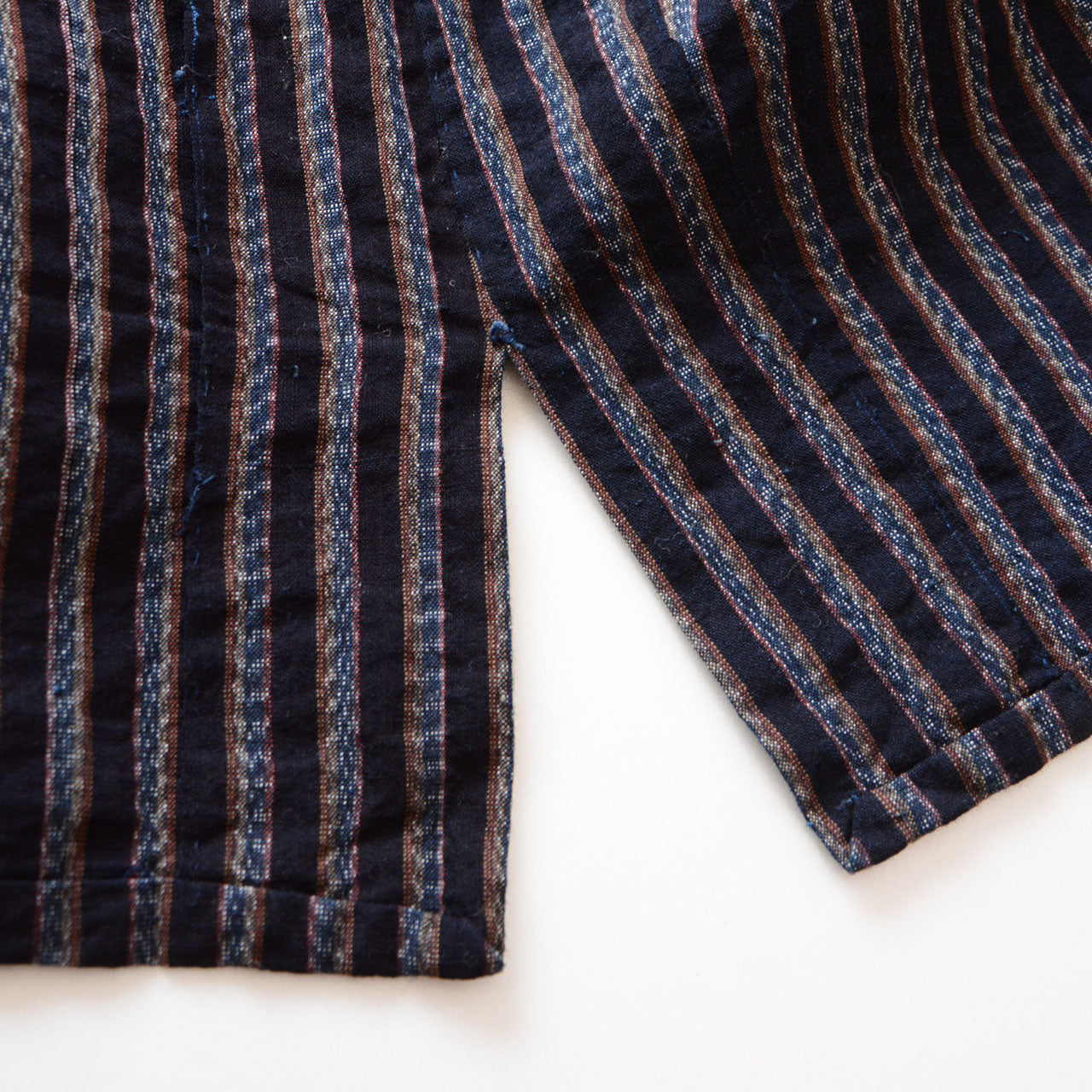 Japanese antique cotton noragi in indigo stripe, Showa period