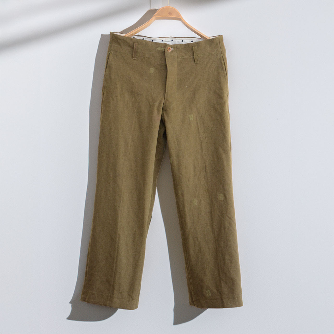 Vintage Japanese wool trousers from 1940s-1950s, tailored straight leg style