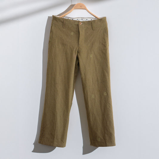 Vintage Japanese wool trousers from 1940s-1950s, tailored straight leg style