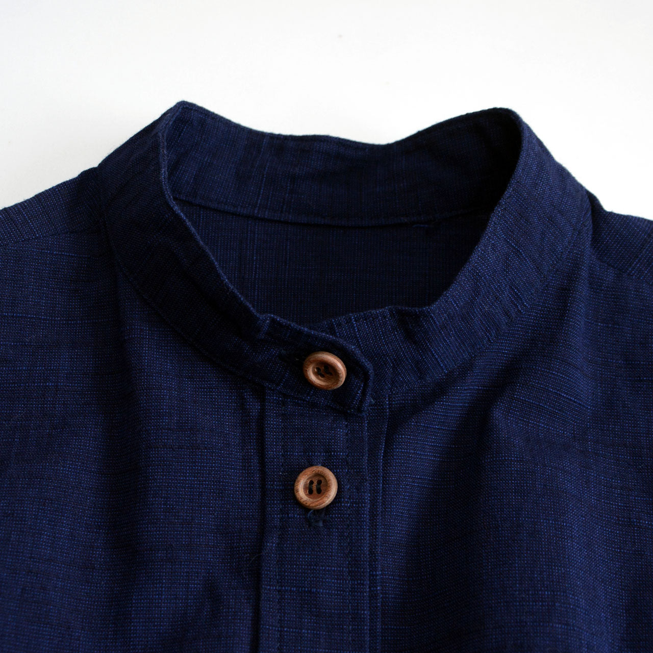 Japanese-inspired band collar cotton top