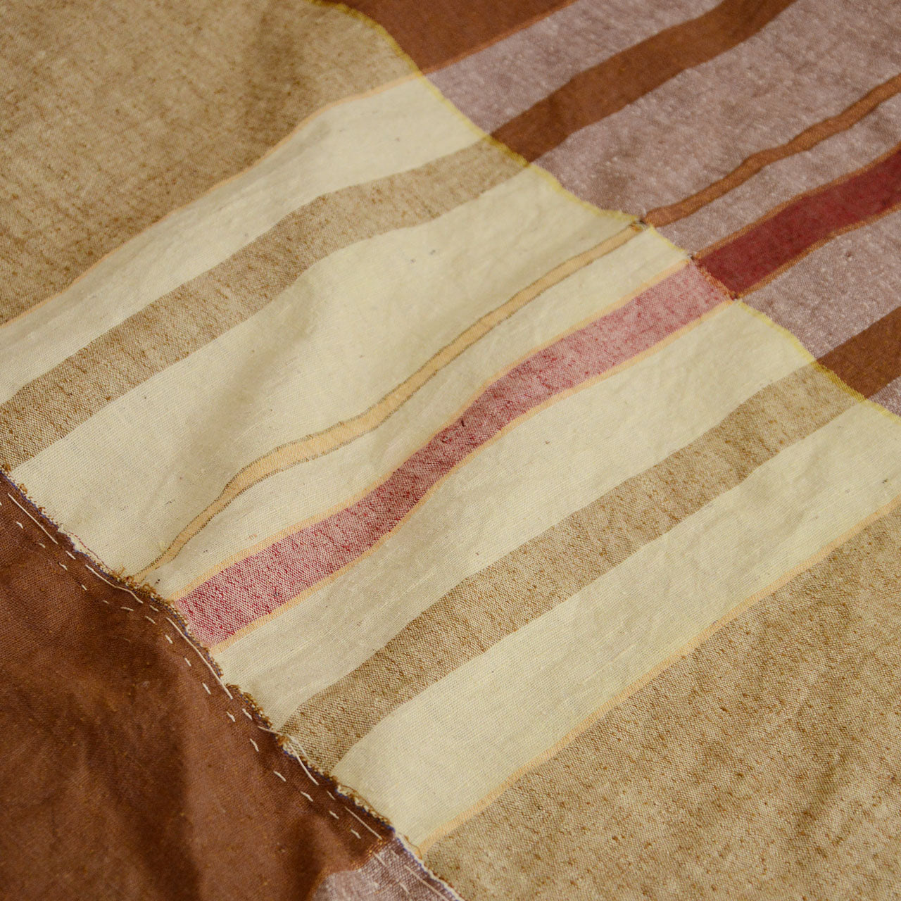 Natural cotton texture of vintage Japanese furugire fabric, aged surface detail