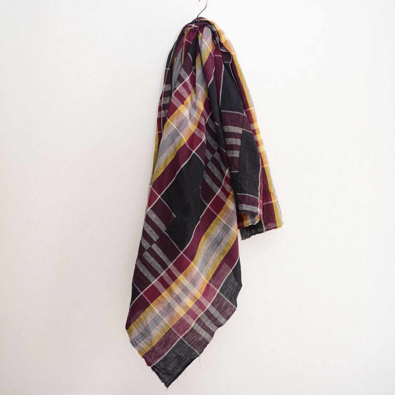 Japanese vintage cotton textile featuring a checkered pattern