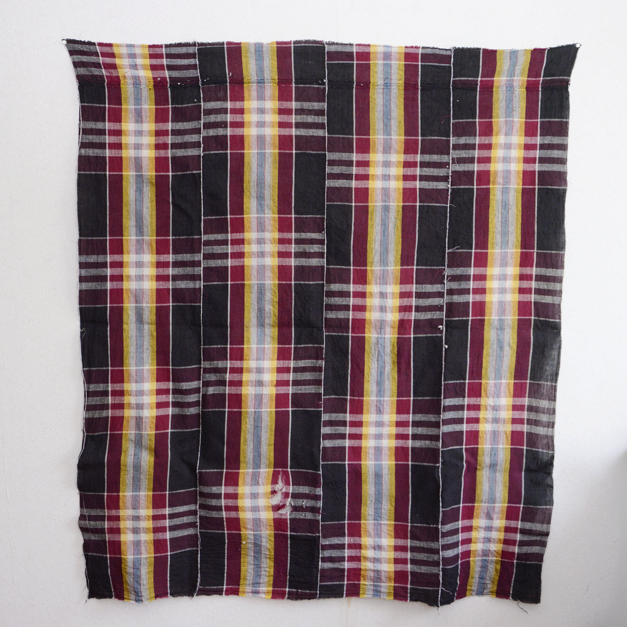 Showa period Japanese cotton fabric with checkered pattern