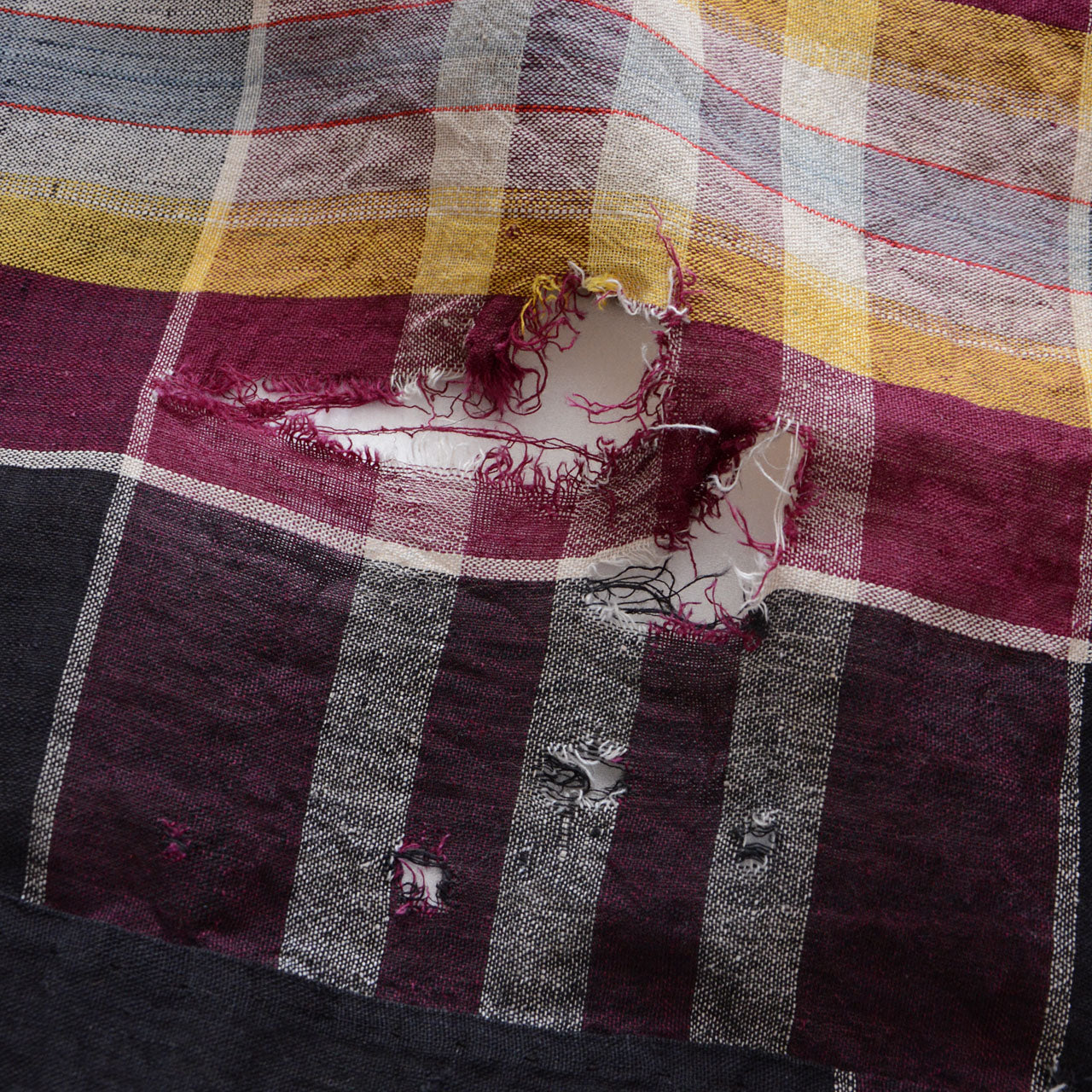Vintage Japanese cotton fabric with traditional checkered pattern