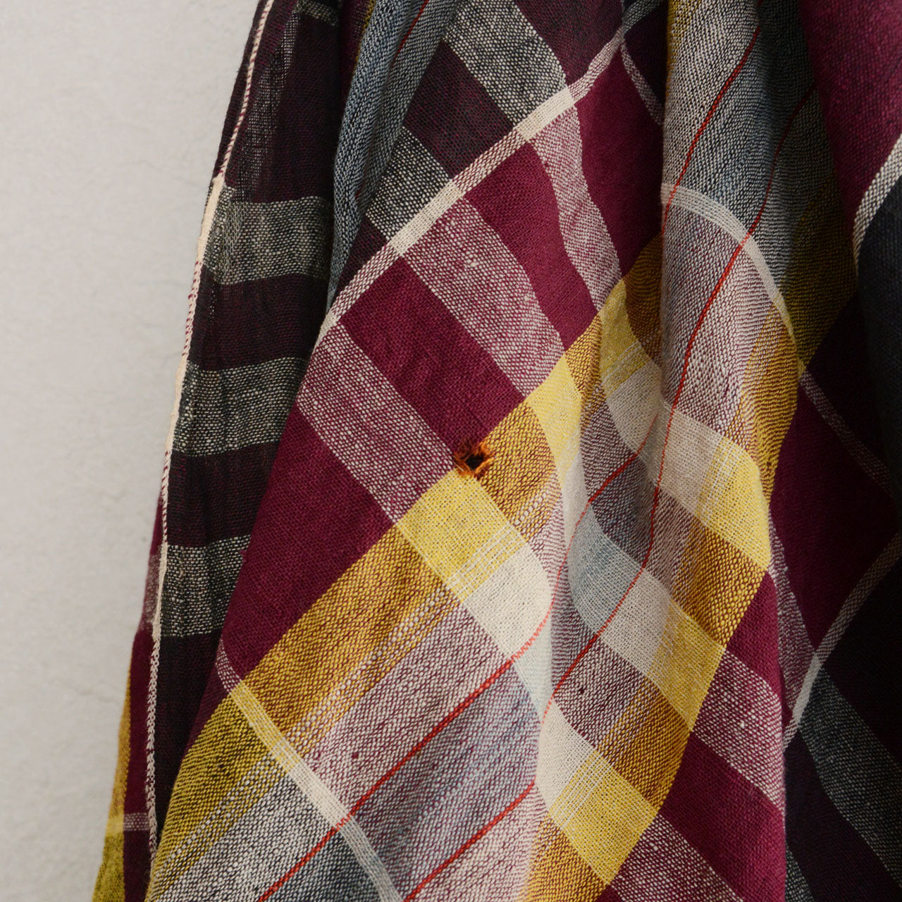 Japanese vintage cotton textile with checkered design