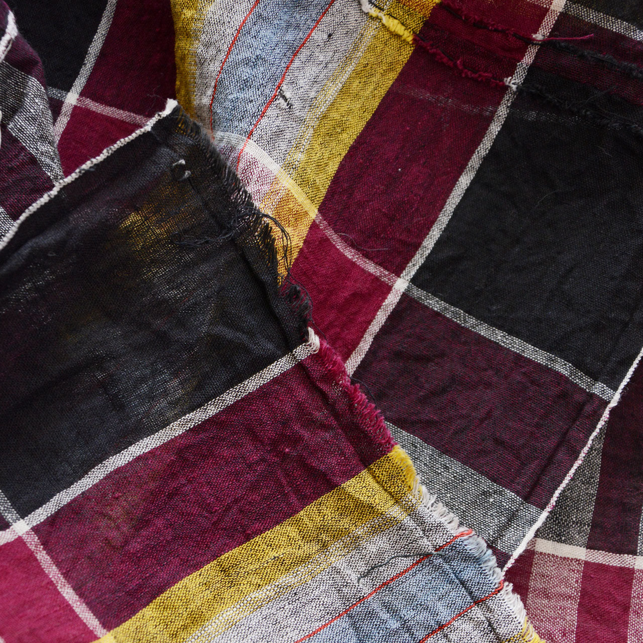 Showa era Japanese cotton textile with checkered pattern