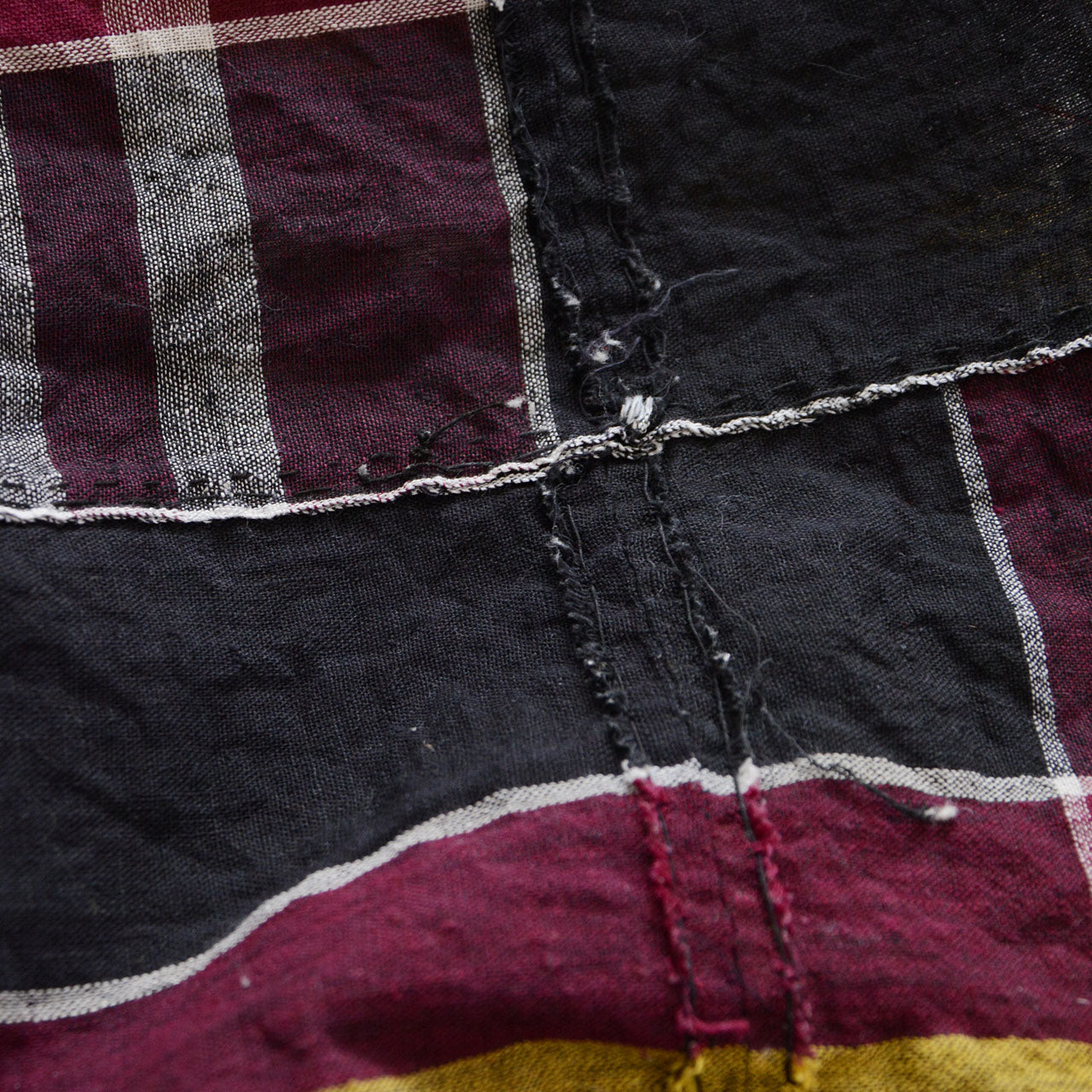 Vintage Japanese cotton fabric with classic checkered pattern