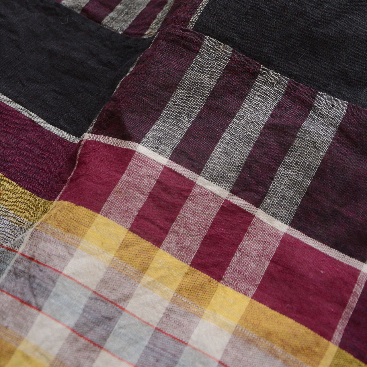 Japanese cotton textile from the Showa period with checkered pattern