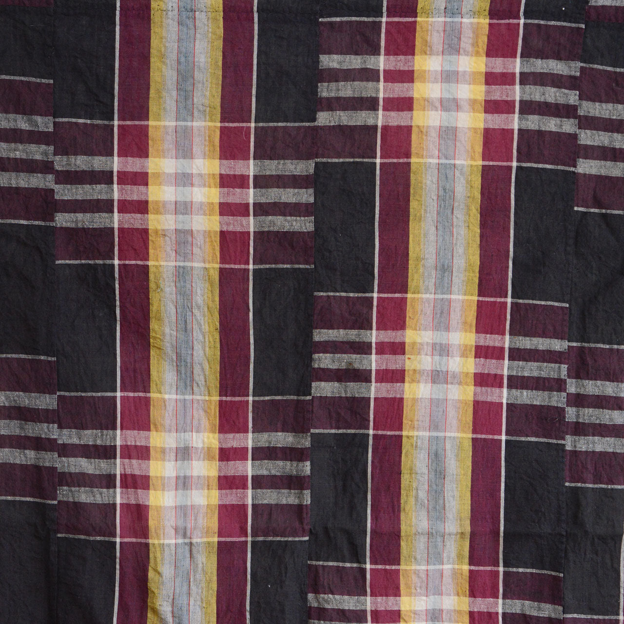 Vintage Japanese cotton fabric with checkered motif