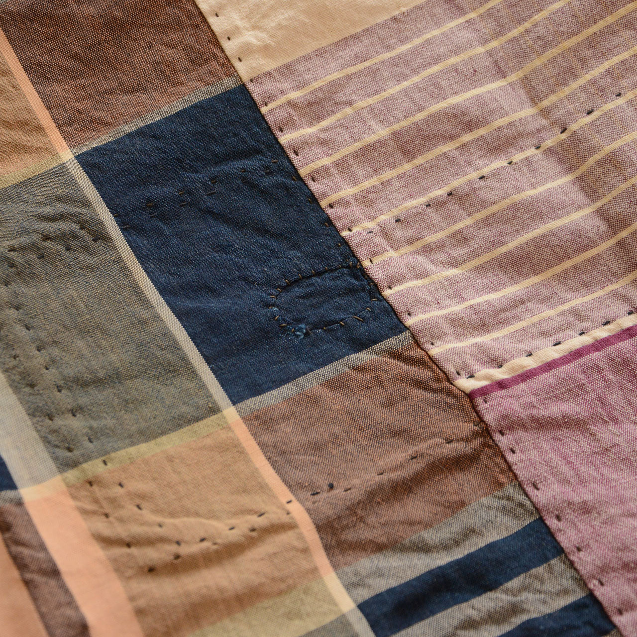 Japan vintage textile, plaid cotton, collector and designer material