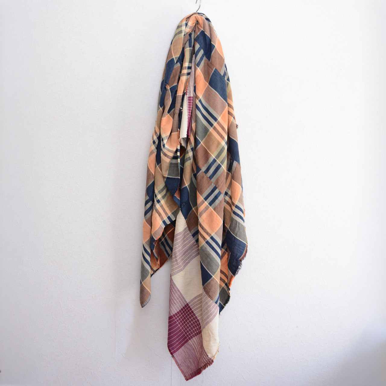Early Showa cotton plaid, antique Japanese textile, Tohoku origin