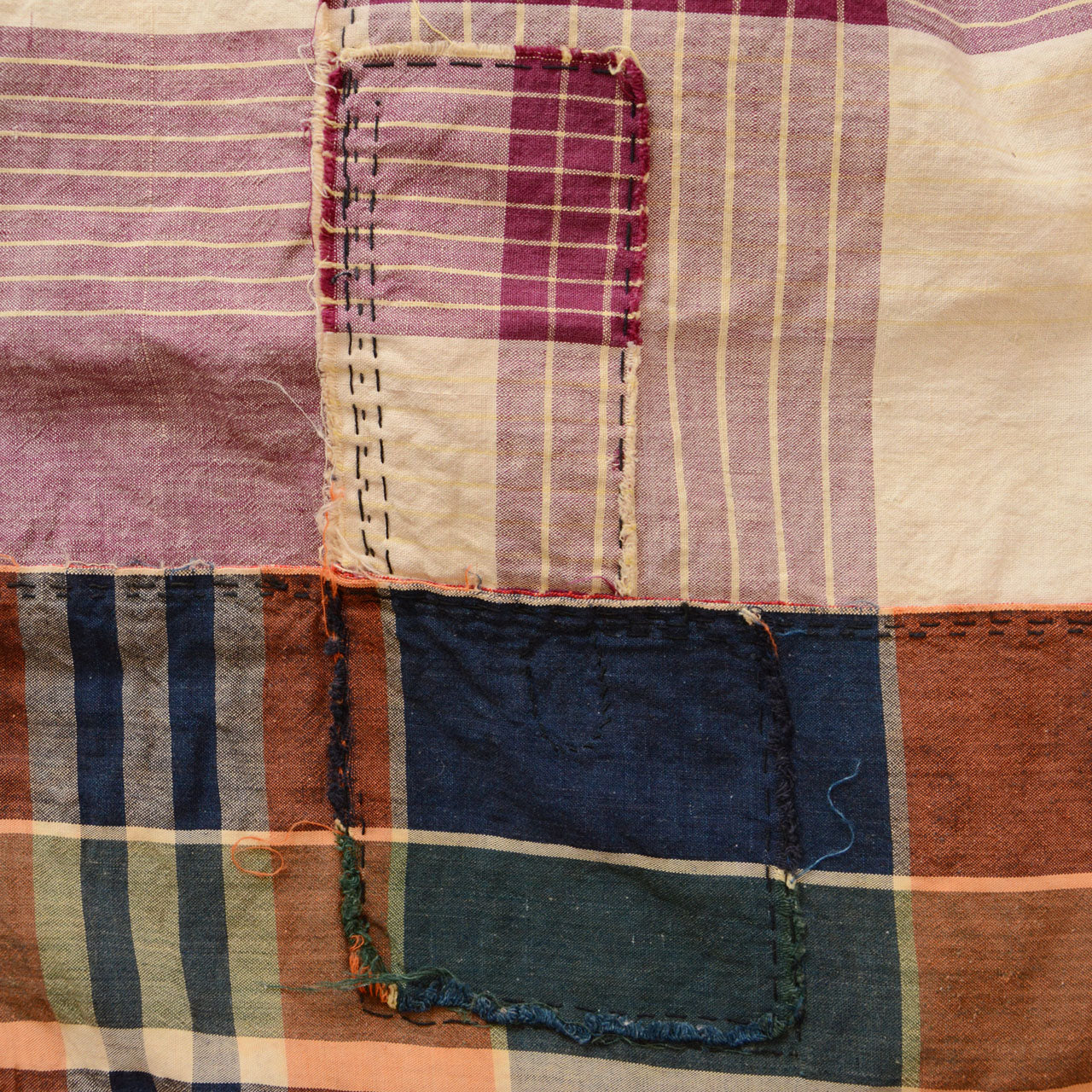 Large-format antique cotton textile, 184×168cm, Japan vintage