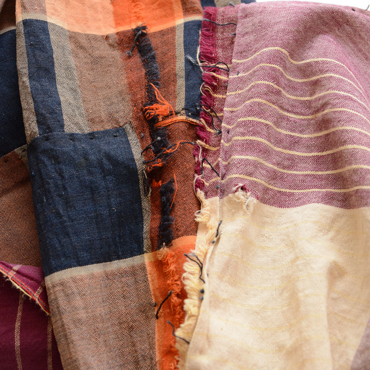 BORO cloth with visible mending, early Showa period, Tohoku