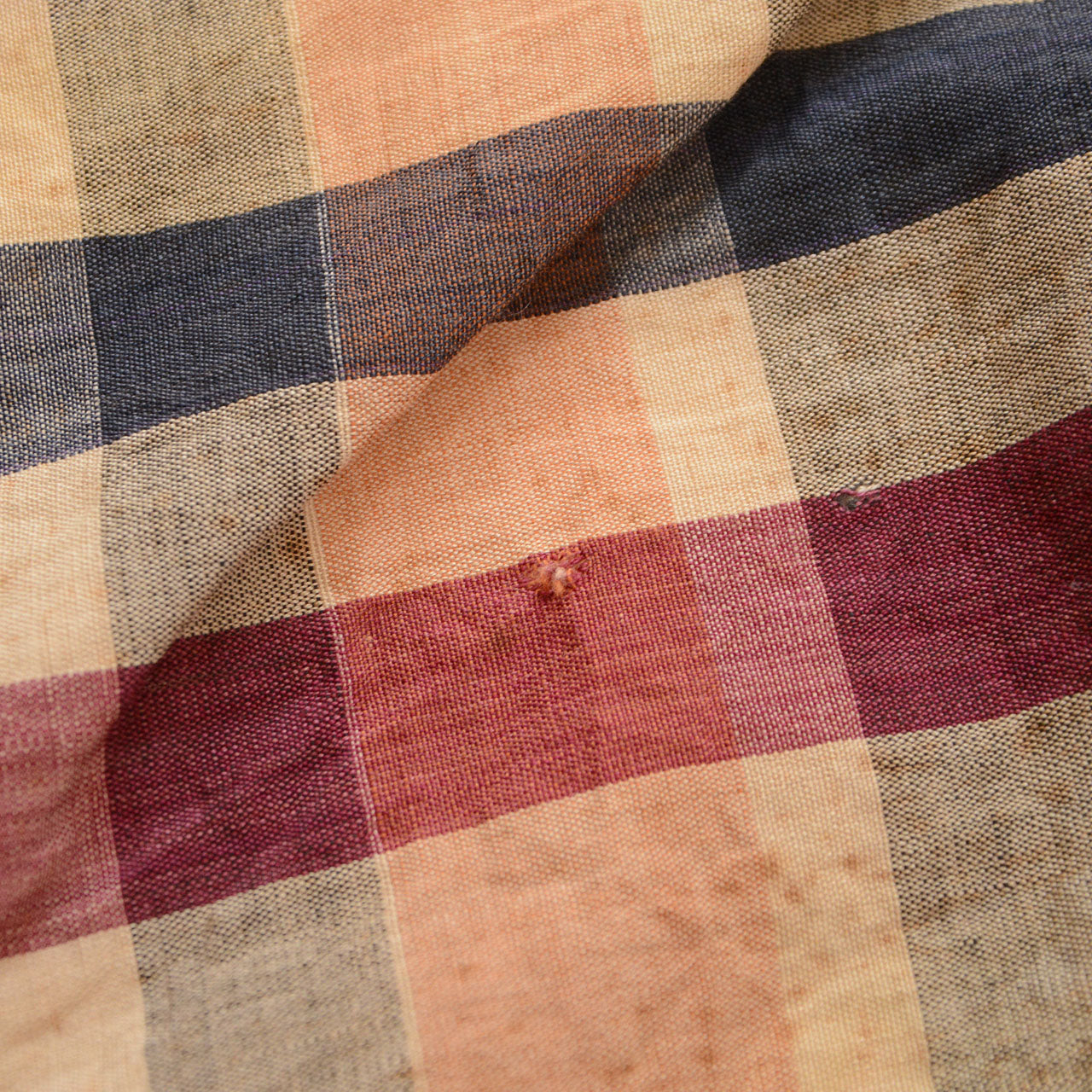 Japan vintage textile, early Showa cotton, plaid weave, Tohoku