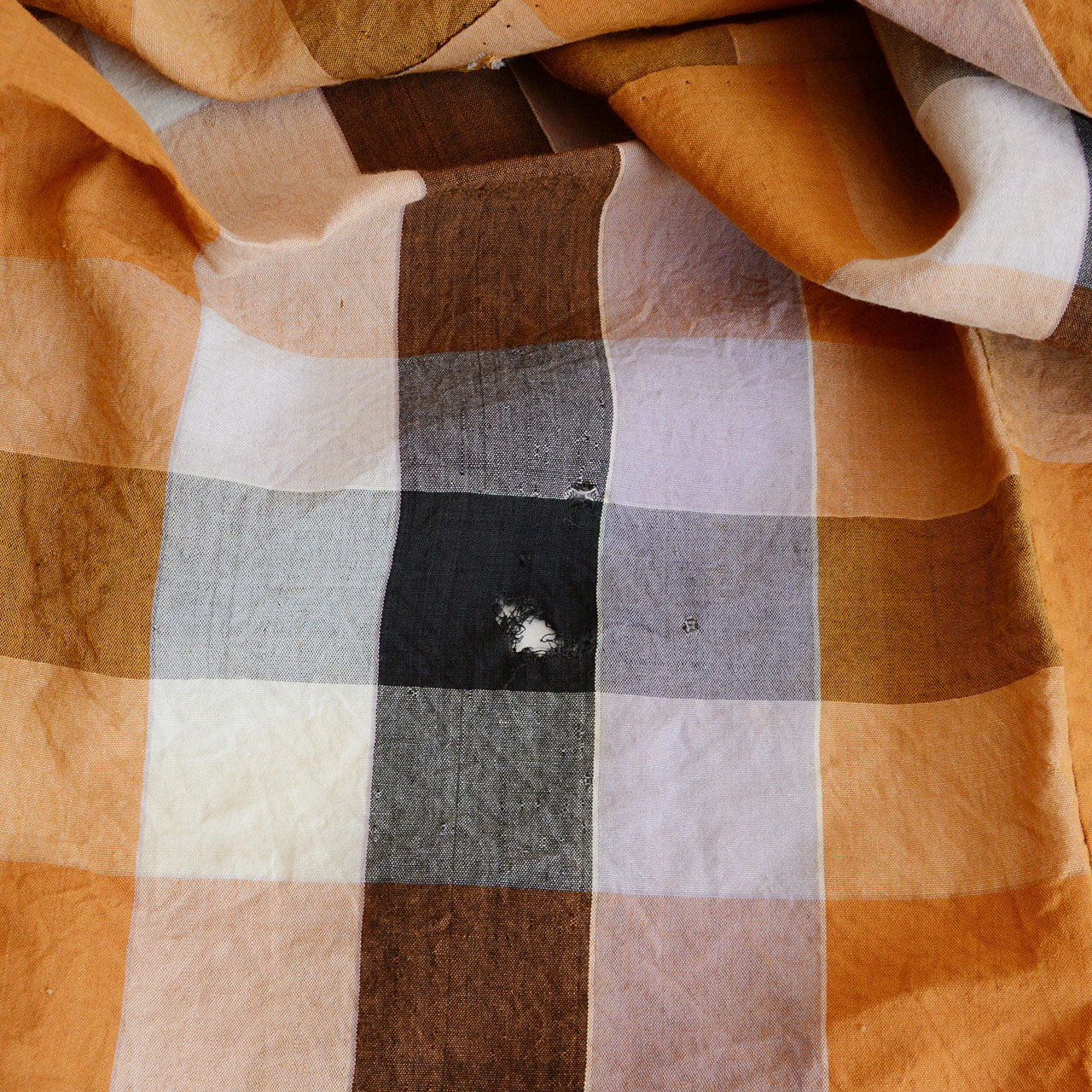 Unique aged fabric adding character to interior decor