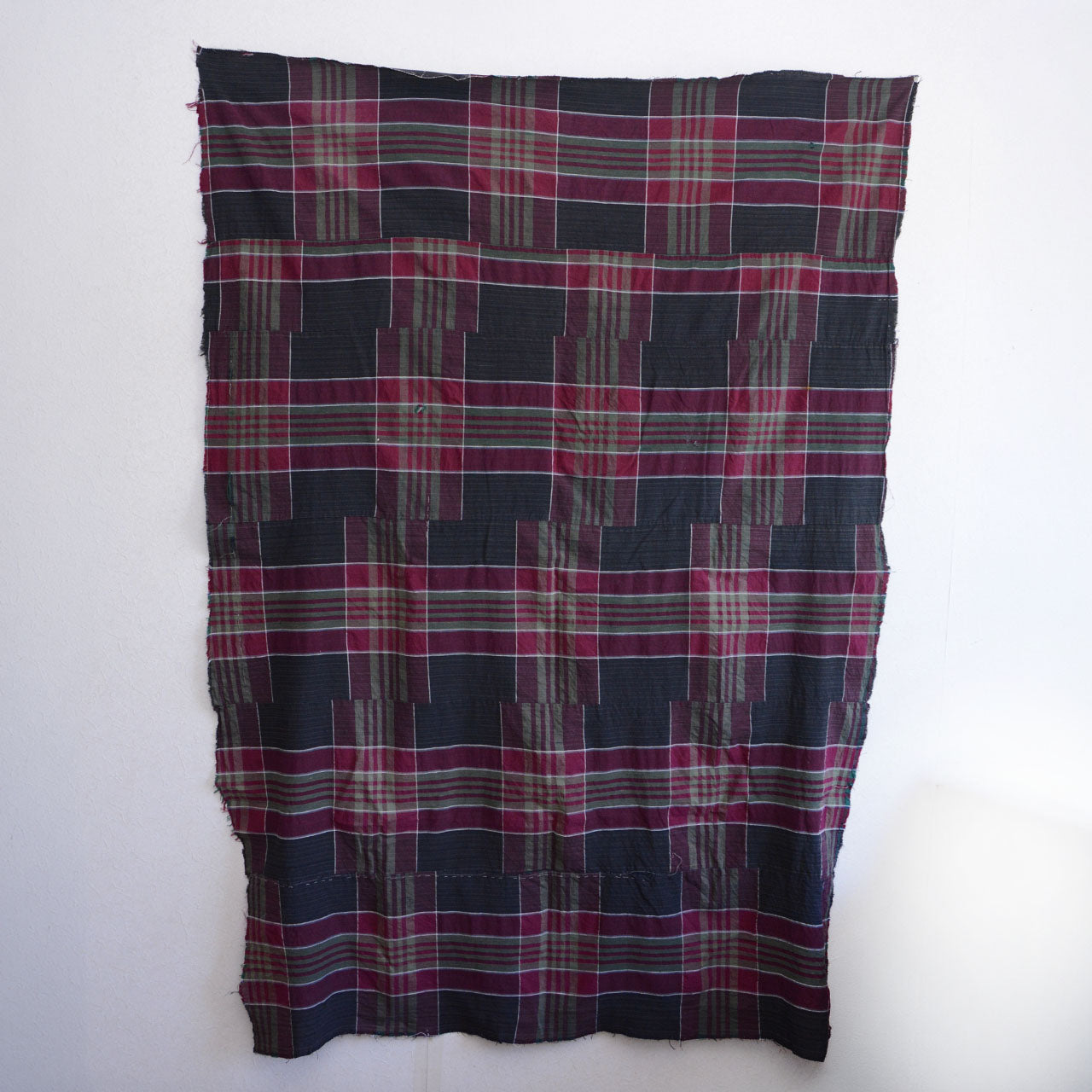 Japanese Fabric Vintage | Antique Futon Cover Cotton Plaid | Showa