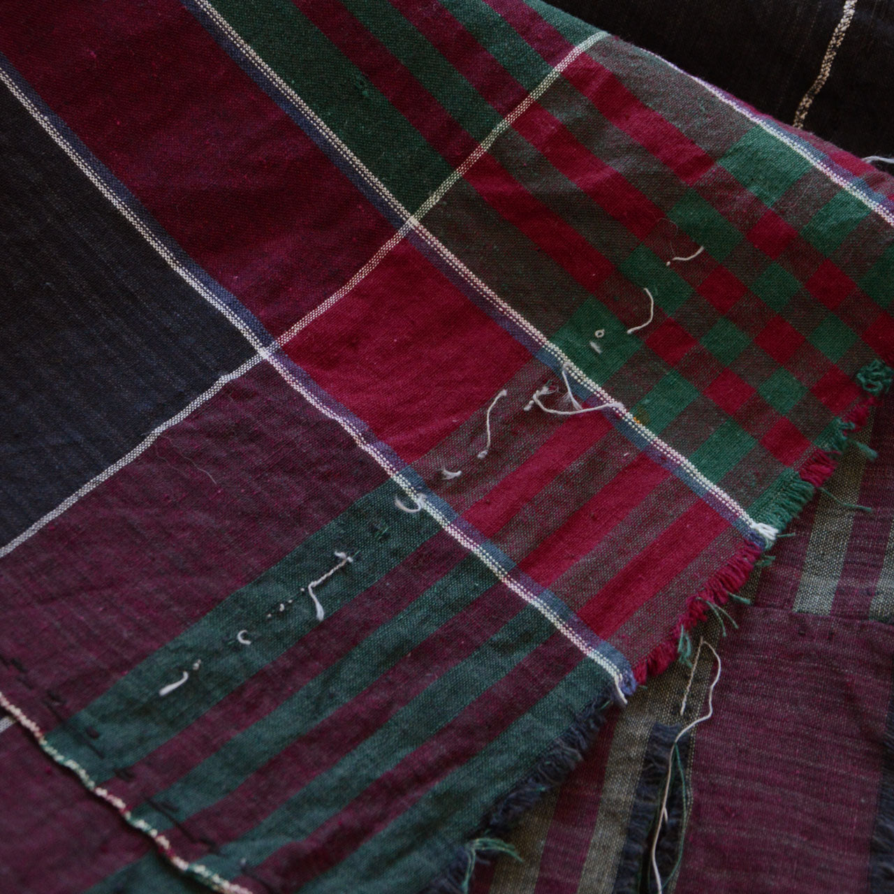 Japanese Fabric Vintage | Antique Futon Cover Cotton Plaid | Showa
