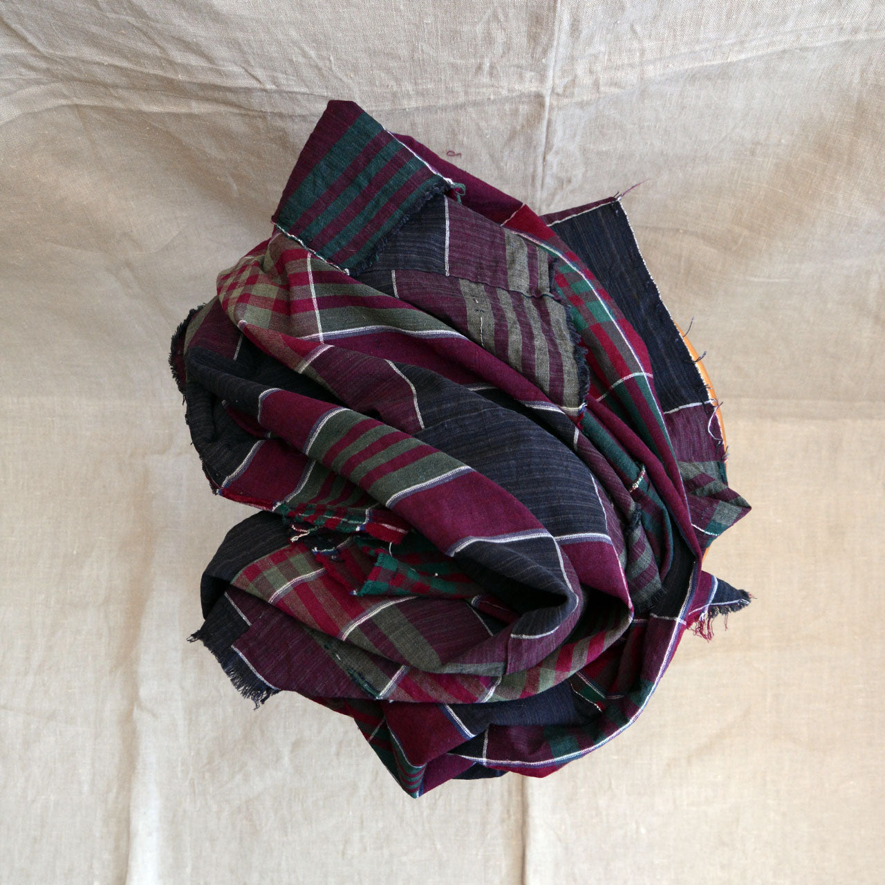 ビンテージ　かけ布 Japanese Fabric Vintage | Antique Futon Cover Cotton Plaid | Showa