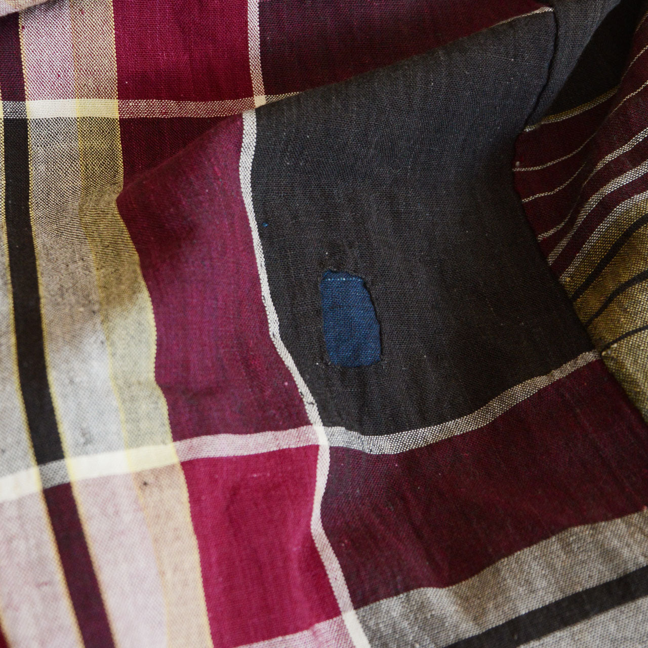 Japanese vintage futon cover textile used as remake material for clothing and interior