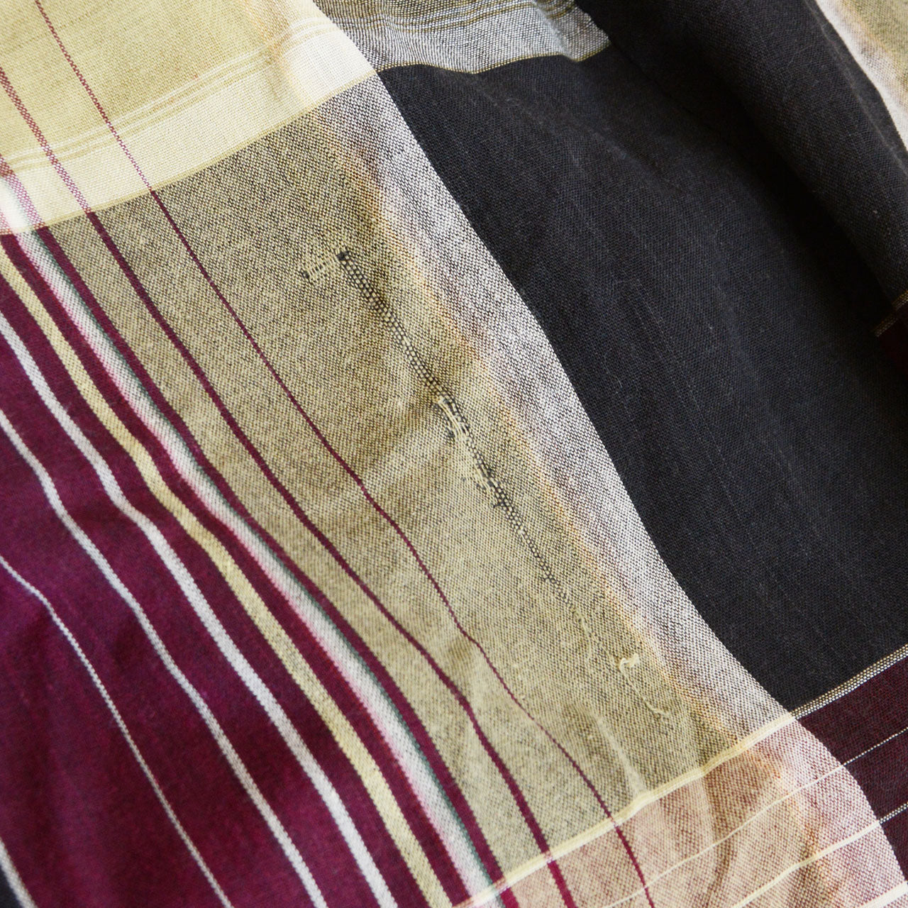 Japanese antique cotton fabric from futon cover, used for fashion and textile projects