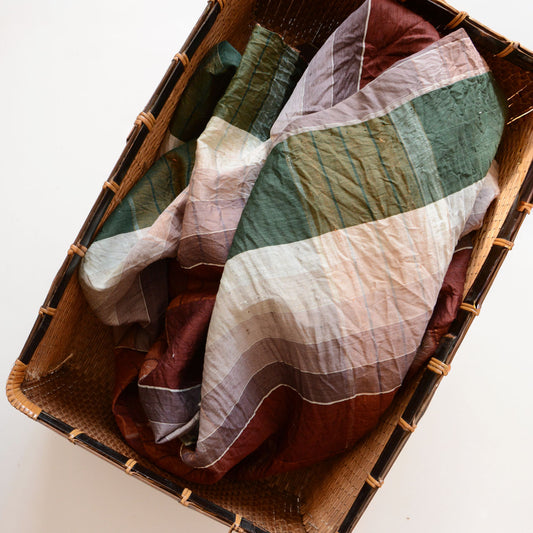 Japanese vintage fabric remnant with hand-stitched texture and aged patina