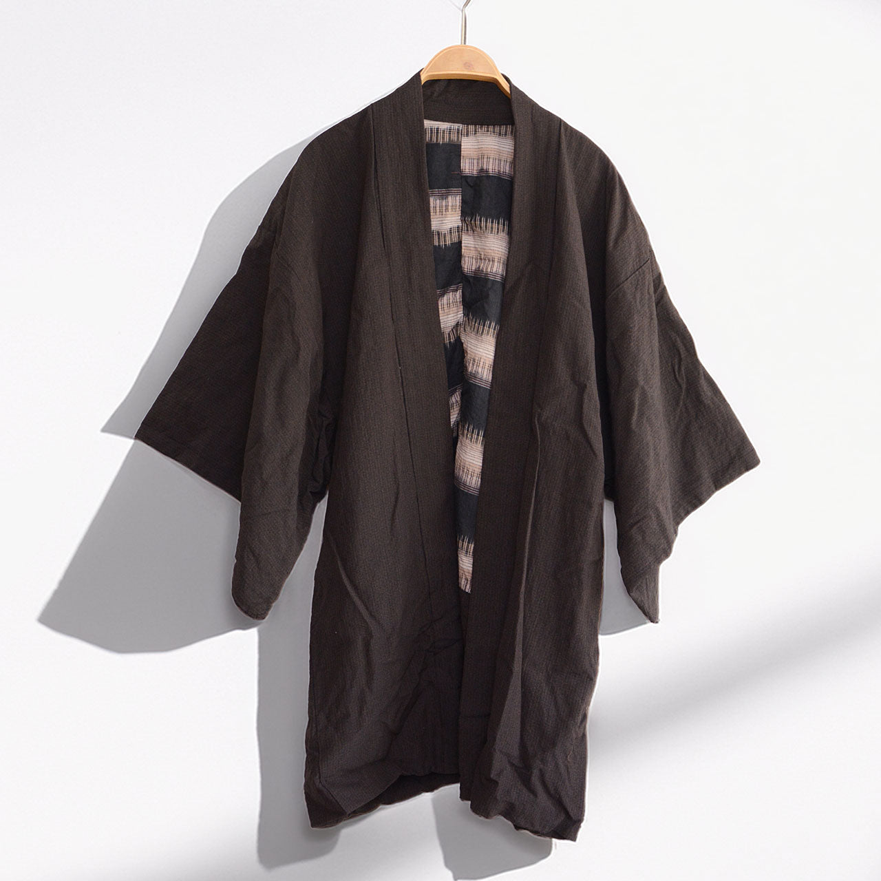 Vintage Japanese haori jacket in brown check pattern