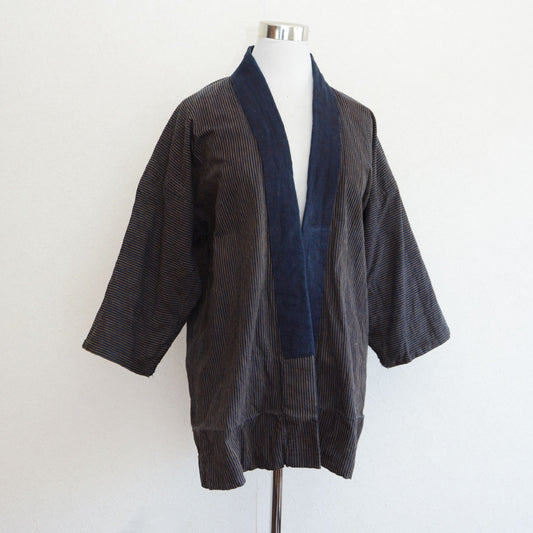 Noragi Jacket with indigo stripes and plain blue reverse side