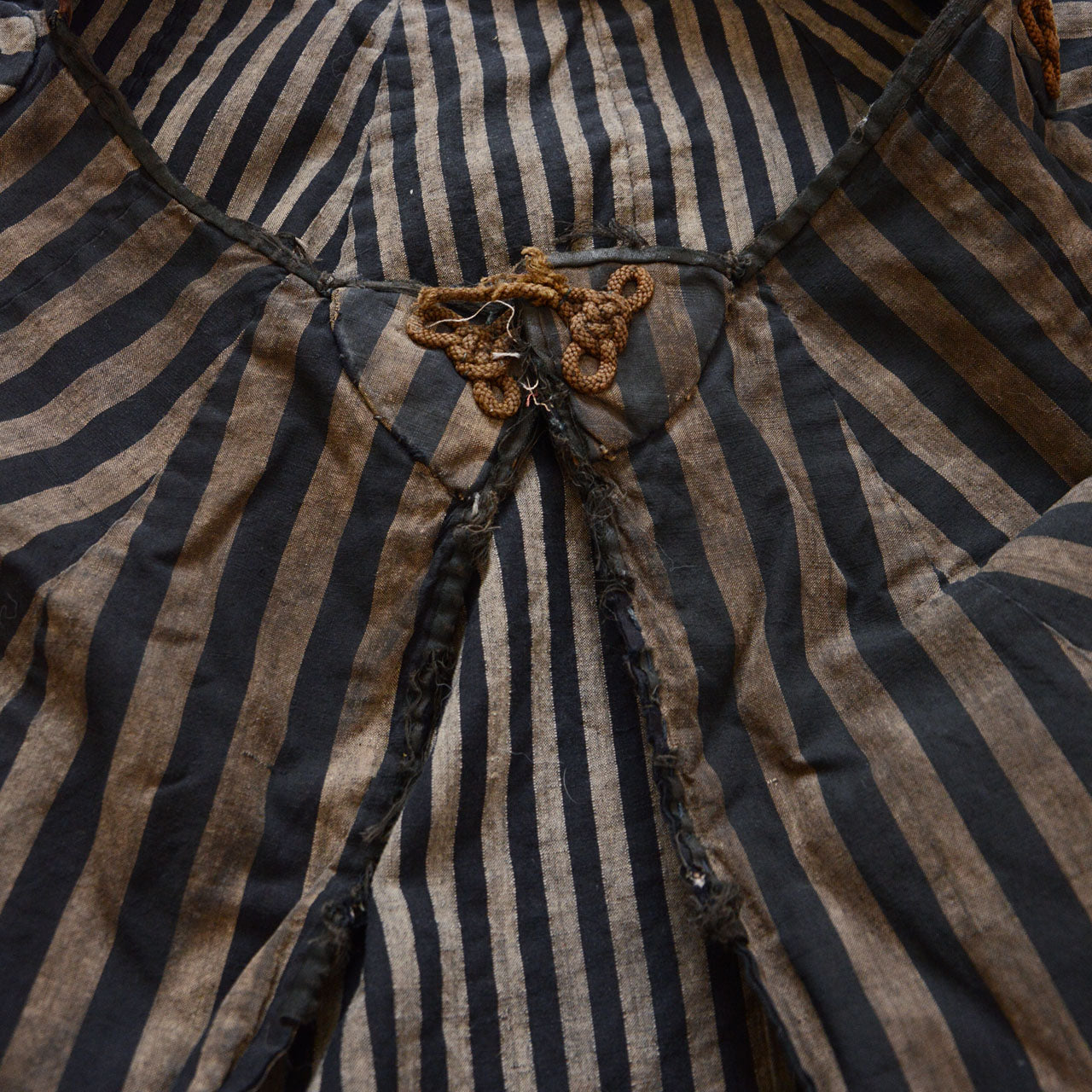 Japanese dochu-kappa travel cape, original fastener hardware detail, Taisho to early Showa era, Japan vintage