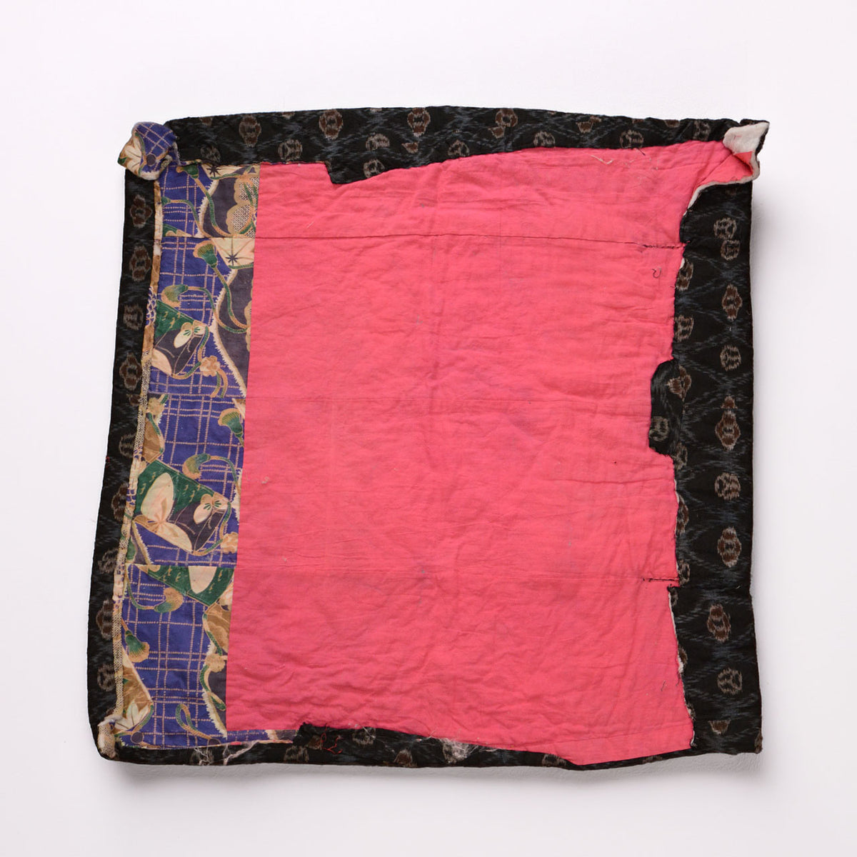 Japanese vintage textile lining with plain cotton and butterfly-patterned fabric