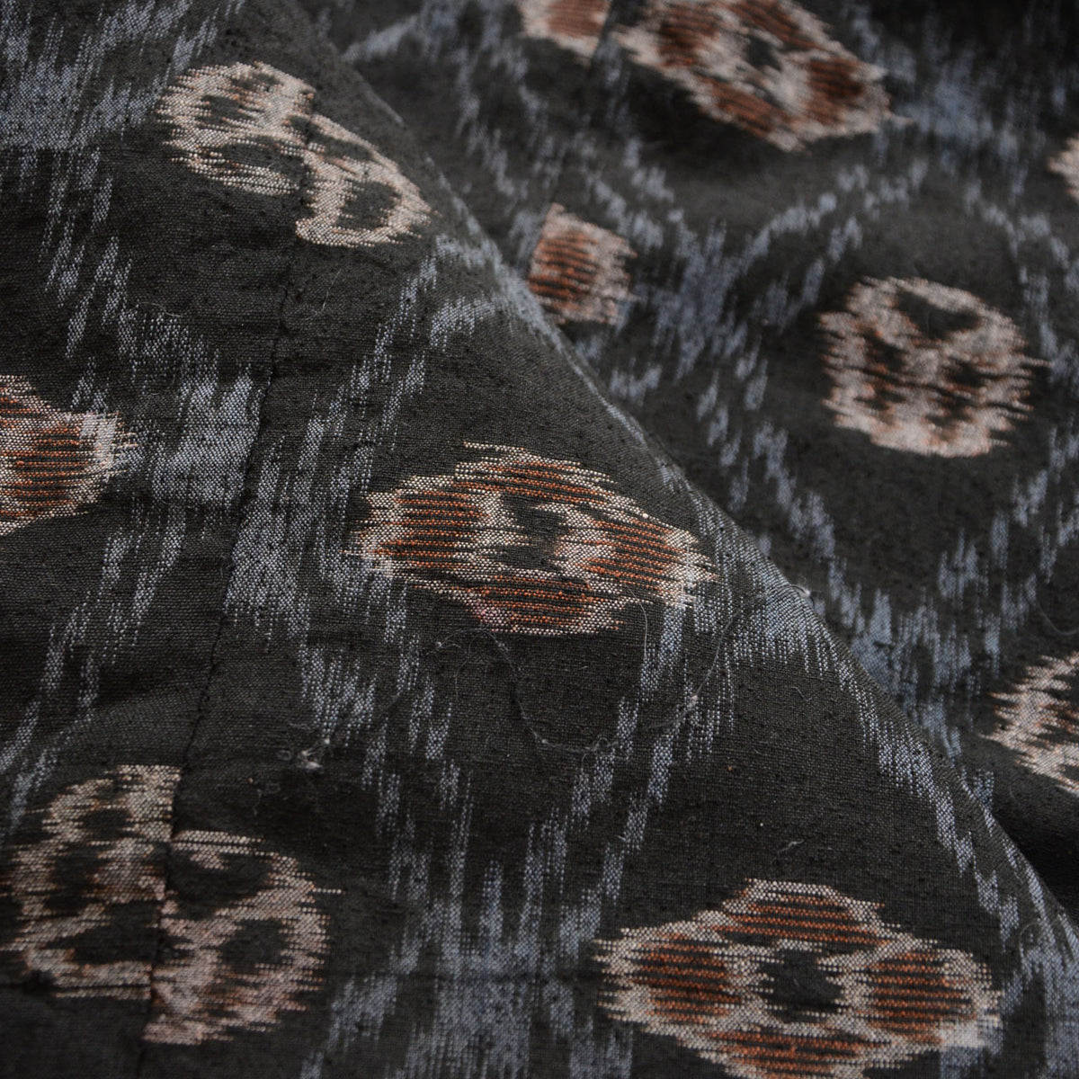 Cotton weave and softly blurred motifs in Japanese vintage padded textile