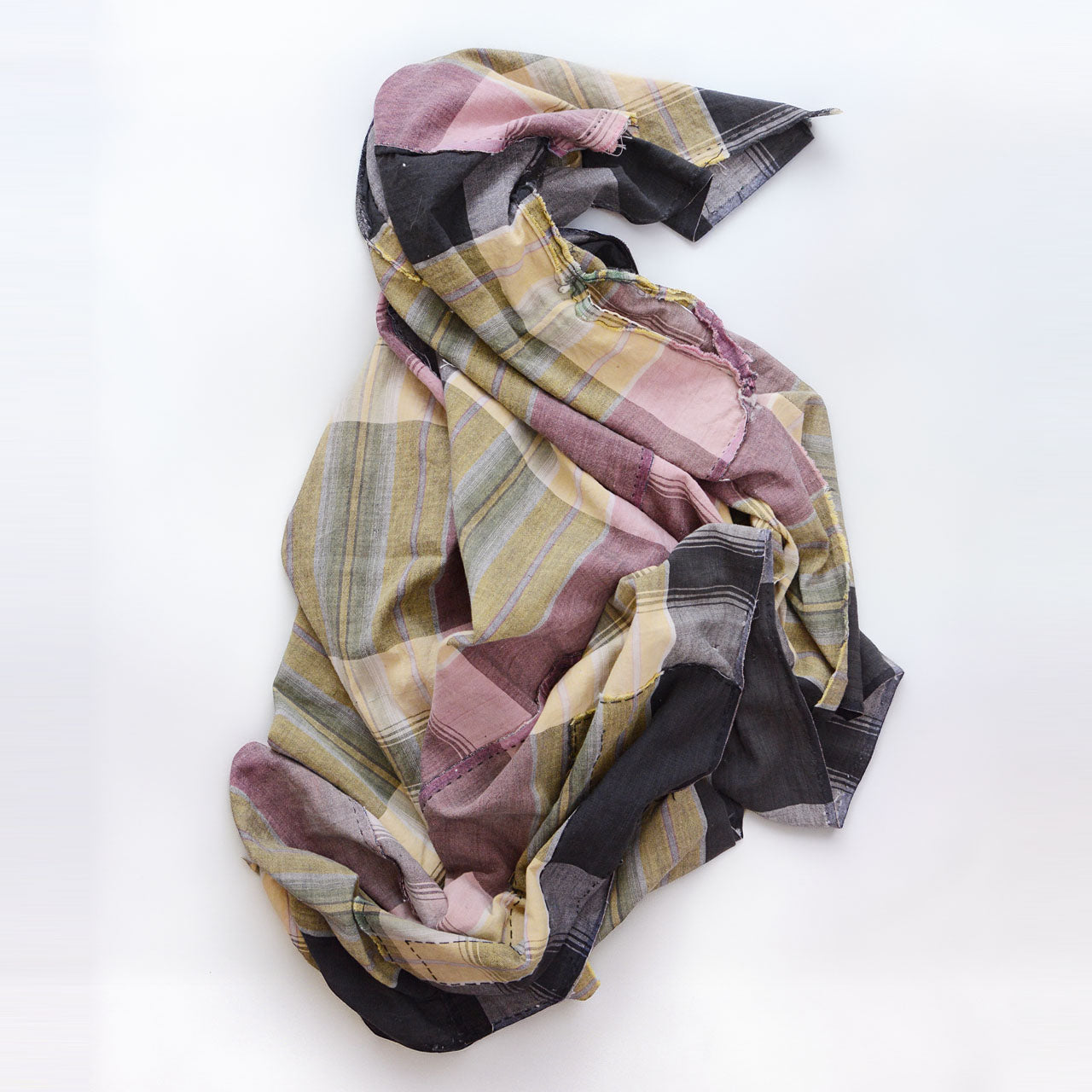 Vintage Japanese cotton fabric — exceptional textile design, rich color variation, and aged surface texture that speaks of decades of daily life