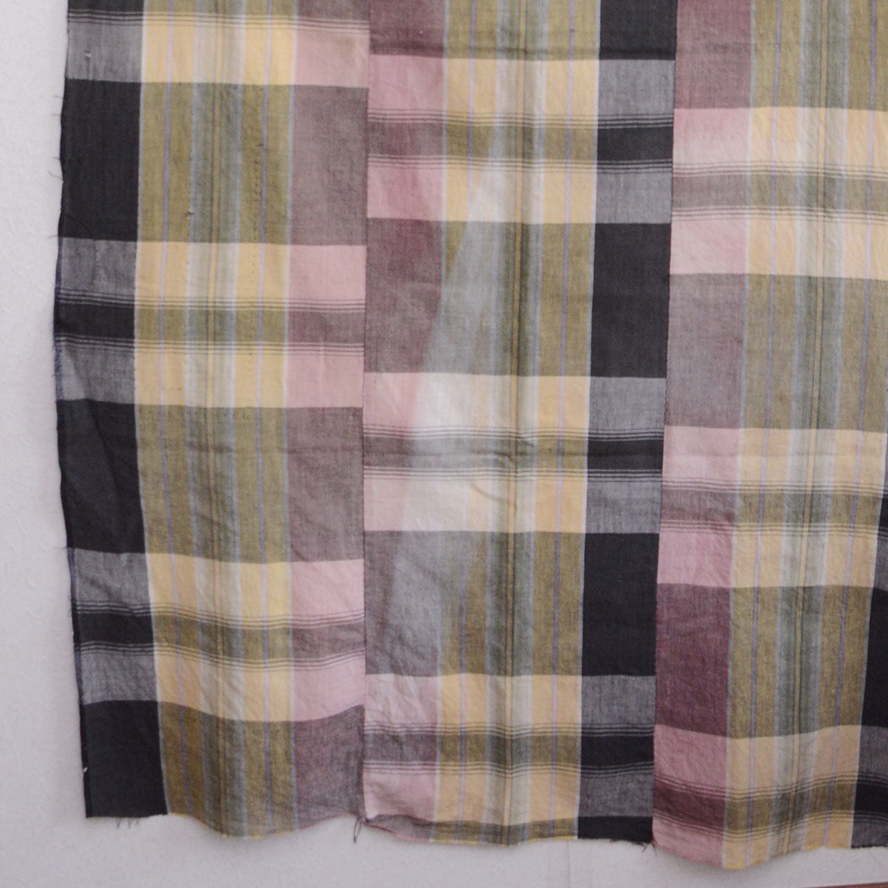 Natural color variation on vintage Japanese cotton fabric — uneven dye absorption and fading from years of use