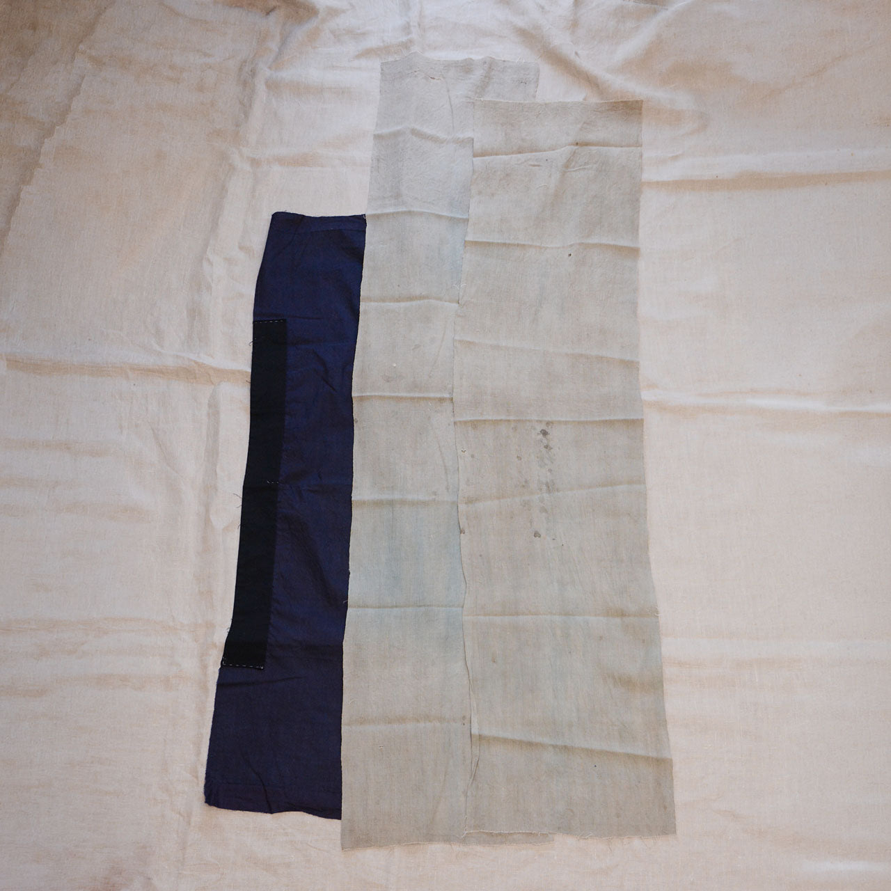 Vintage Japanese cotton textile remnants, momen plain weave, mid-Showa era