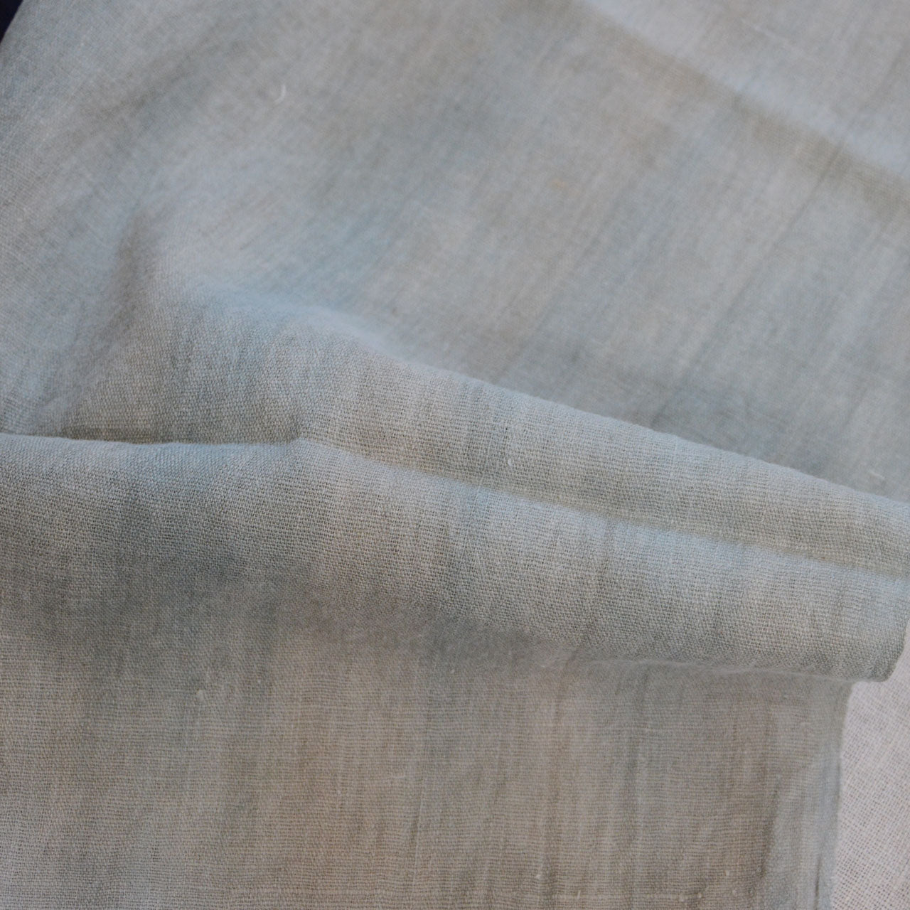 Japanese antique fabric set, undyed natural and indigo navy cotton, kimono-era textile