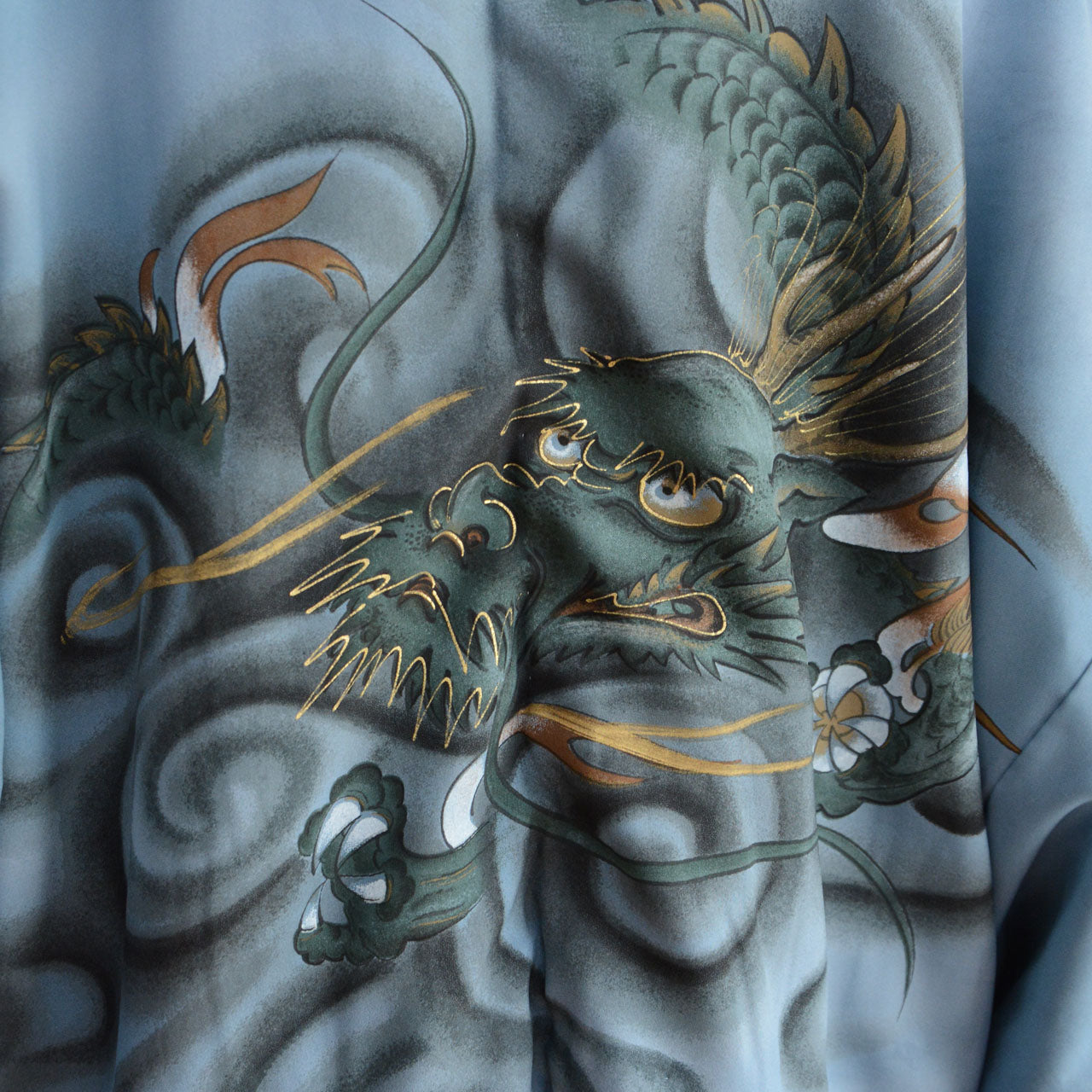 A traditional Japanese haori using fabric with dragon imagery