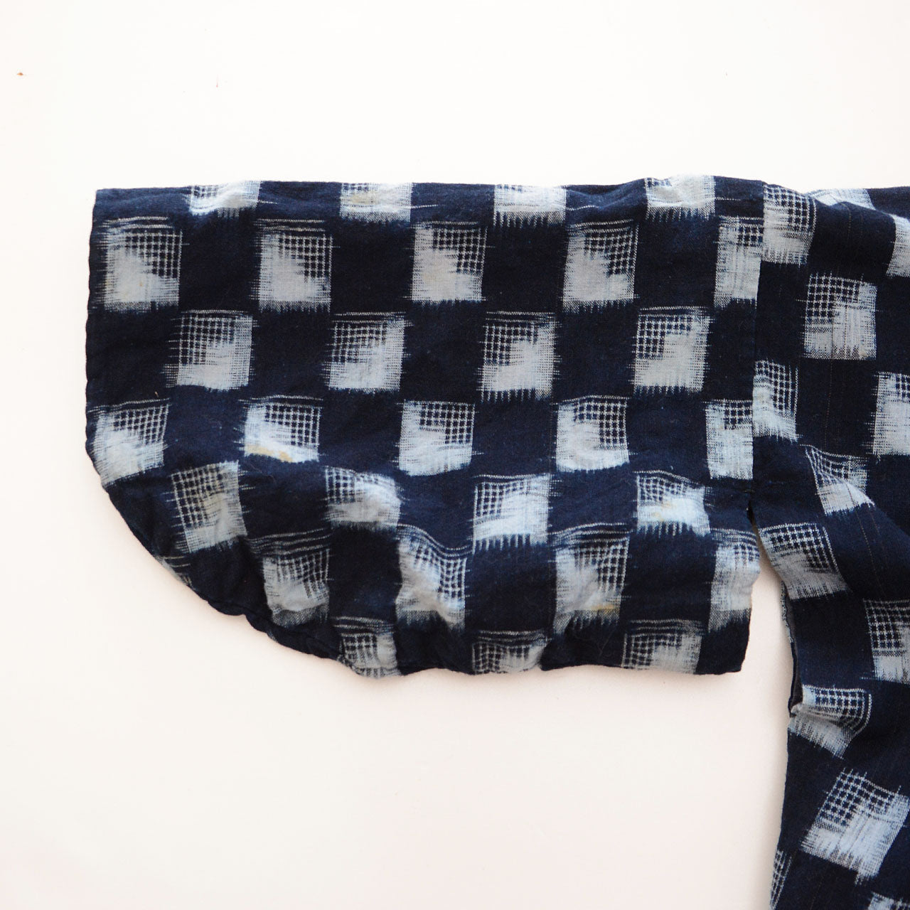 Kasuri Cotton Kimono Robe with Decorative Stitching