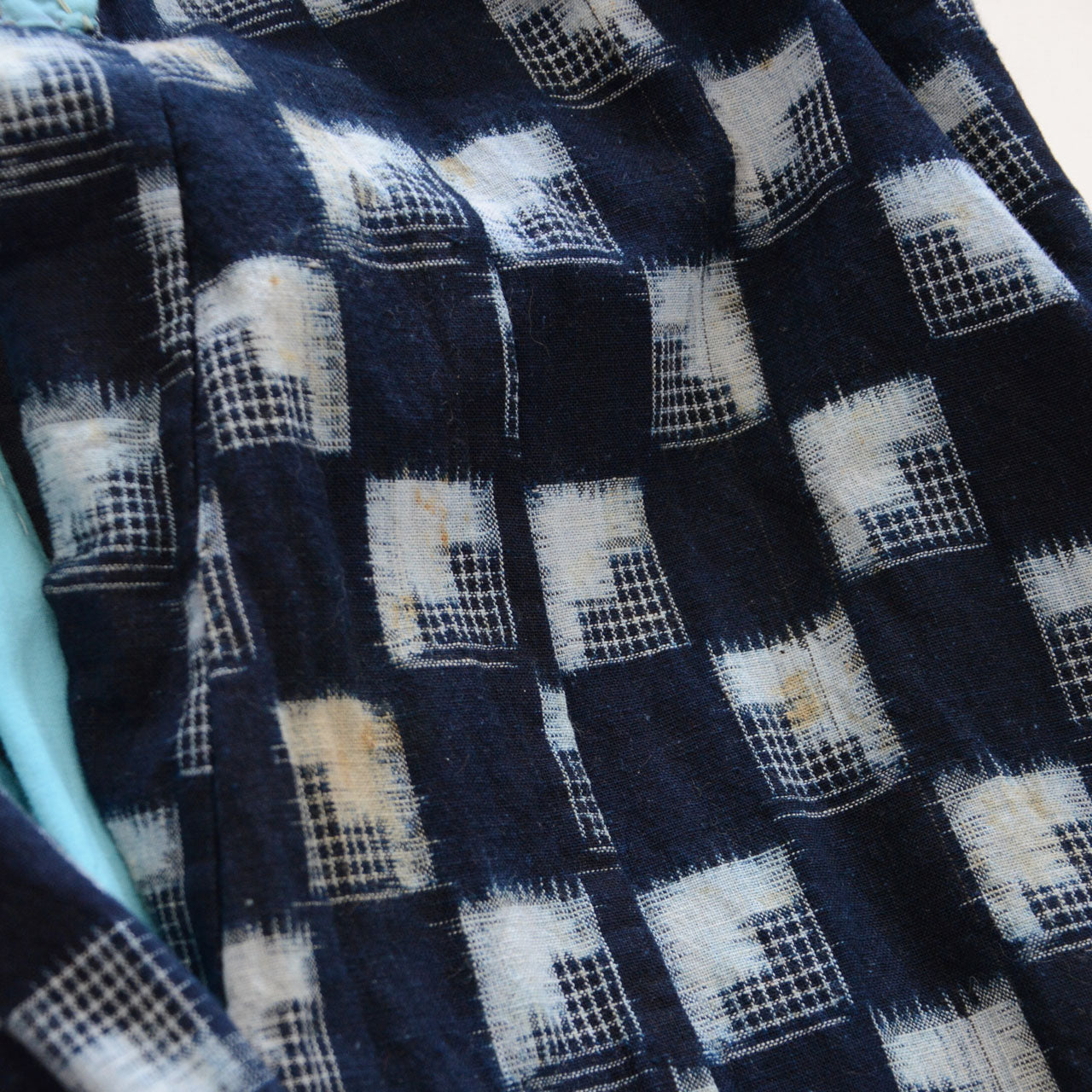 Indigo Kasuri Kimono Robe Highlighting Traditional Craftsmanship