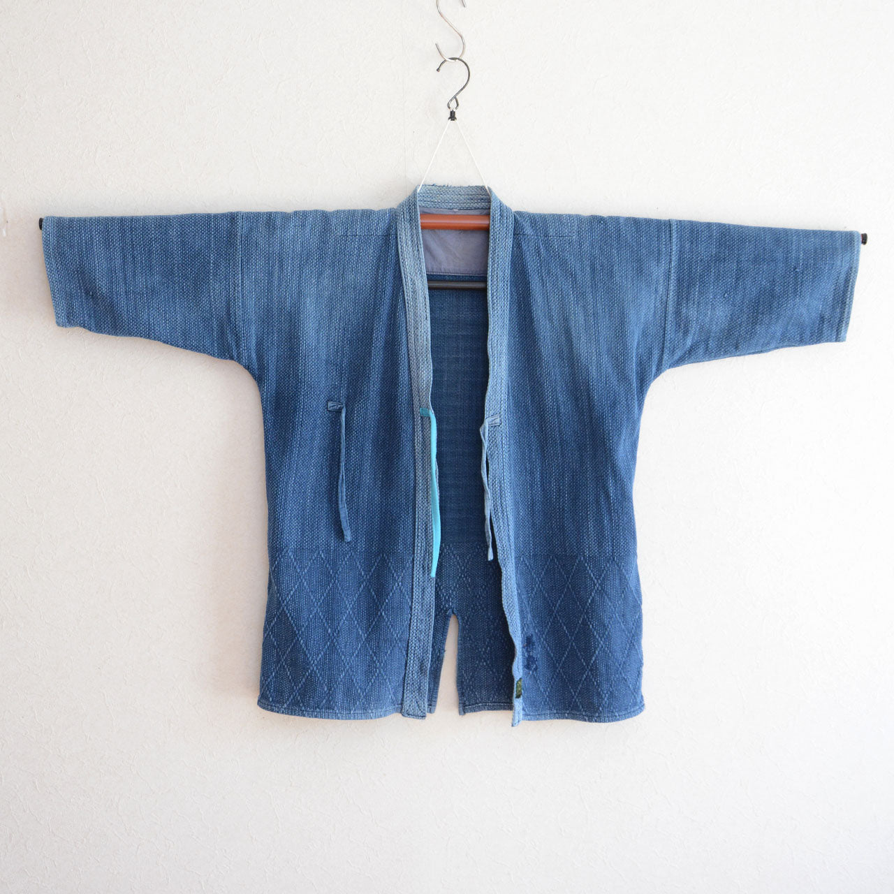 Vintage Japanese kendo jacket from late Heisei period with faded indigo