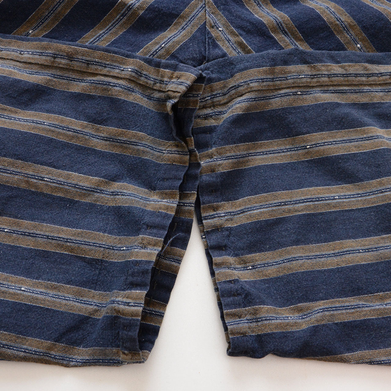 Mid-Showa era monpe, stripe pattern cotton, elasticated waistband, antique textile