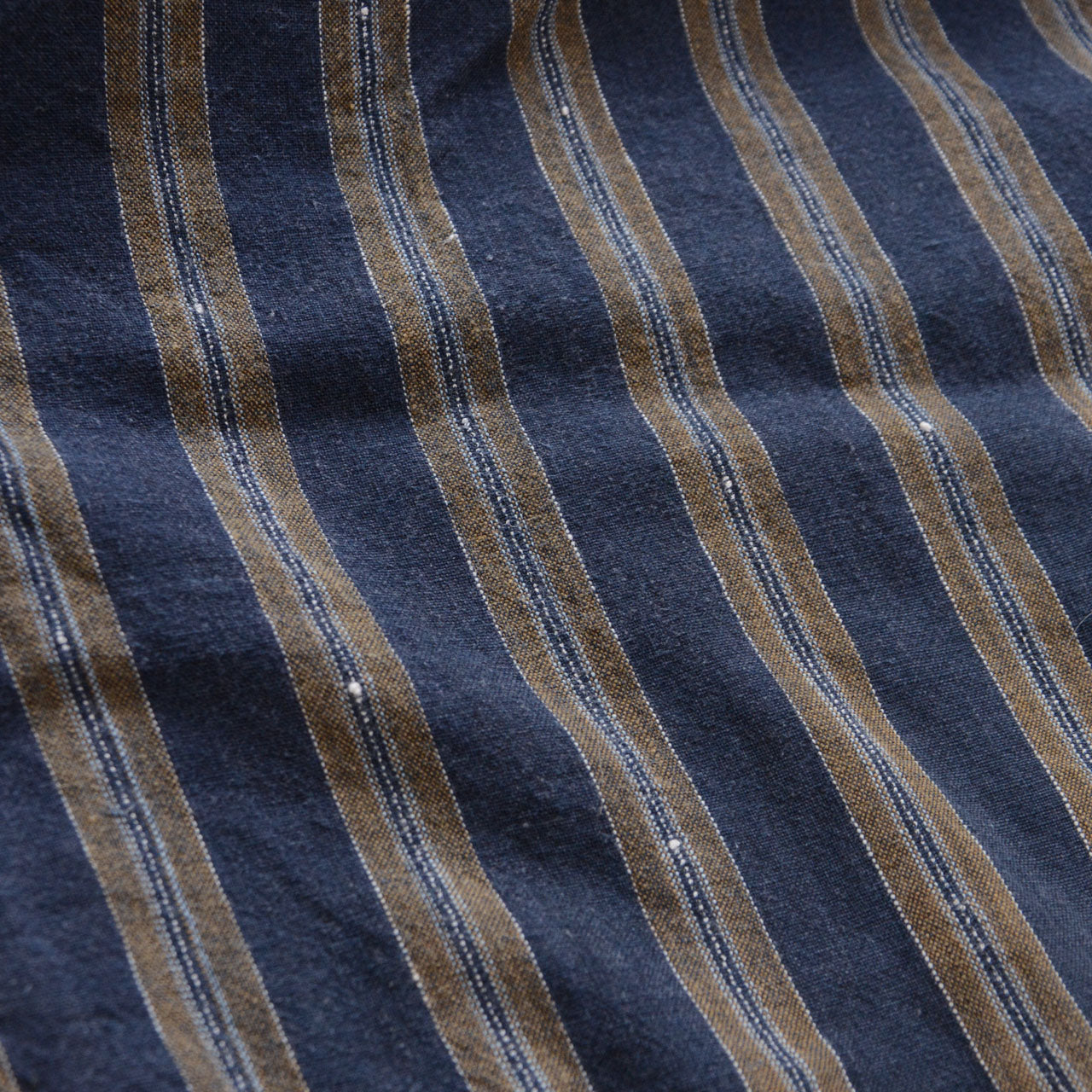 Showa era Japanese workwear trousers, stripe woven cotton, antique fabric, remake material