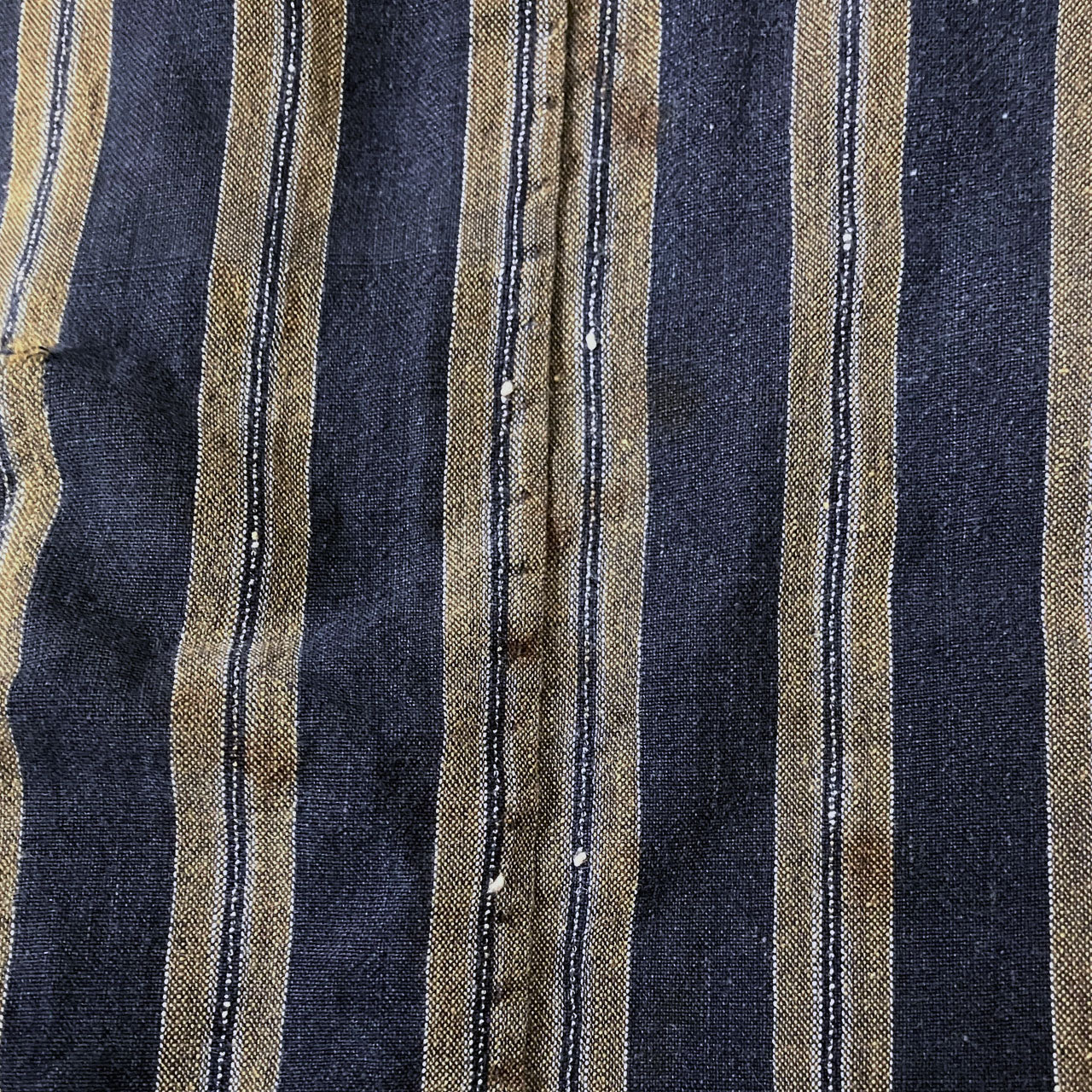 Antique monpe, striped cotton, mid-20th century Japanese textile, vintage condition