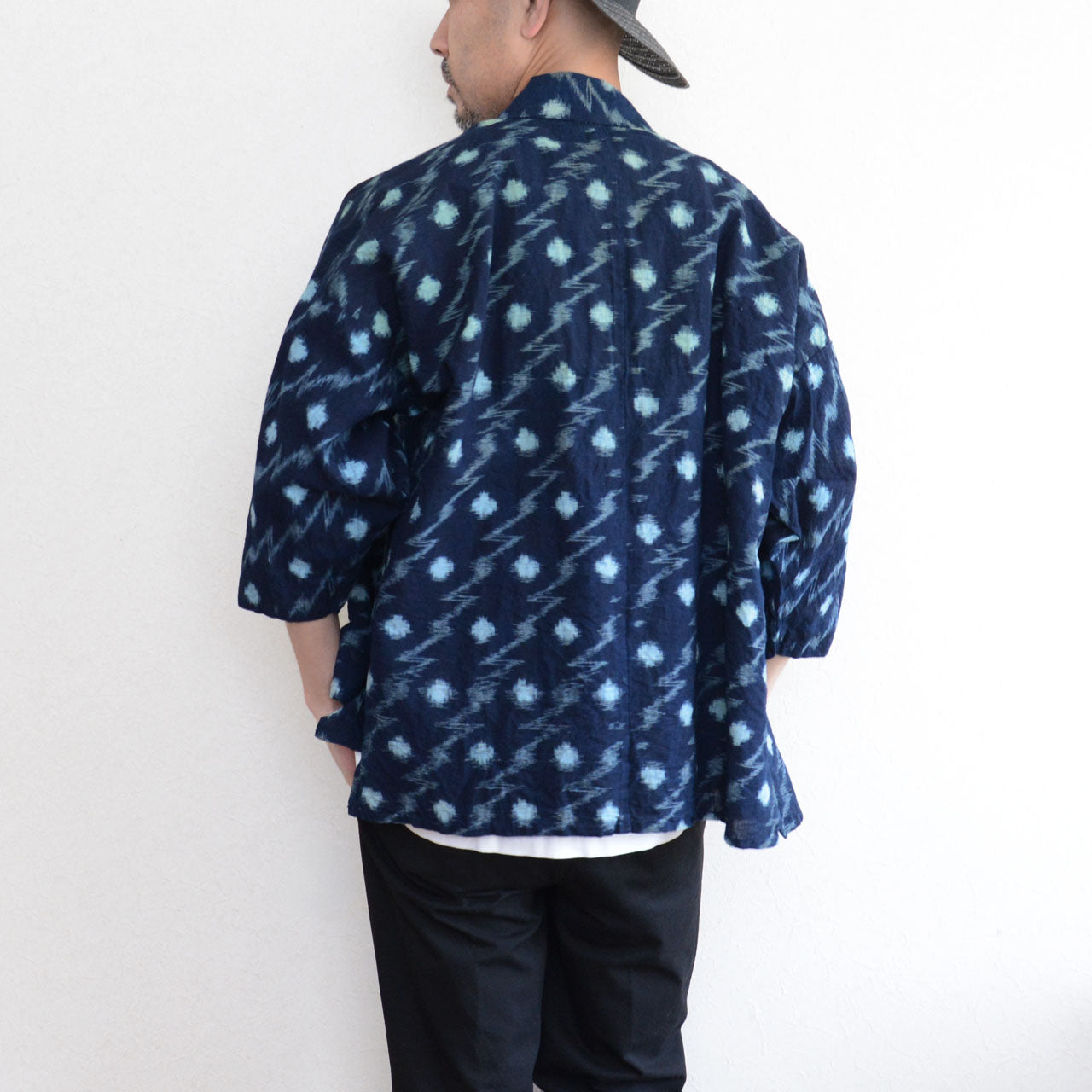 Japan vintage indigo kasuri cotton noragi cloth