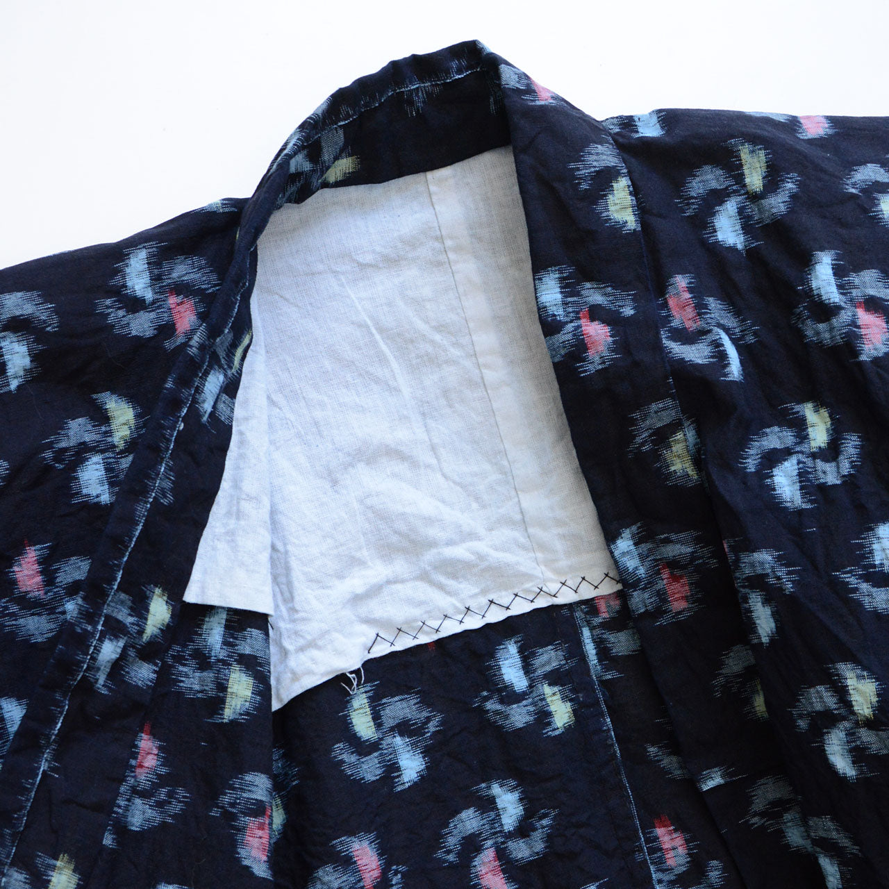 Japanese workwear, hand-woven kasuri cotton, Showa period antique fabric