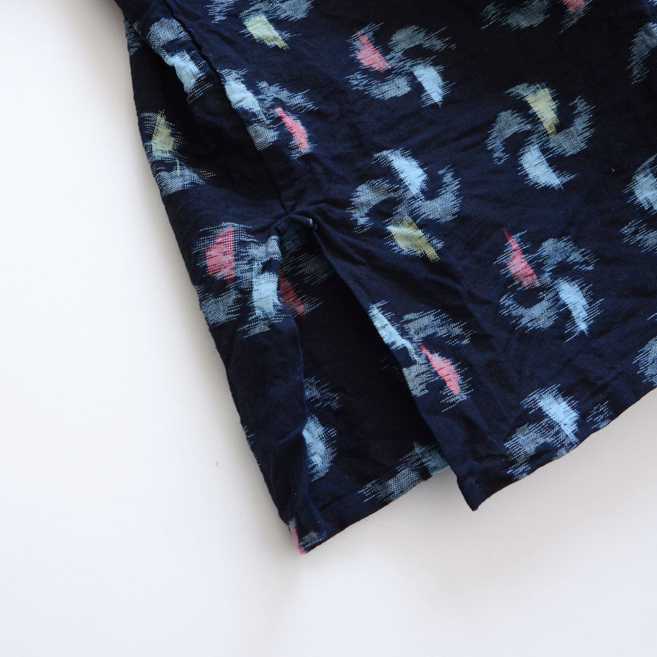 Indigo cotton noragi, traditional kasuri weave, vintage Japanese textile